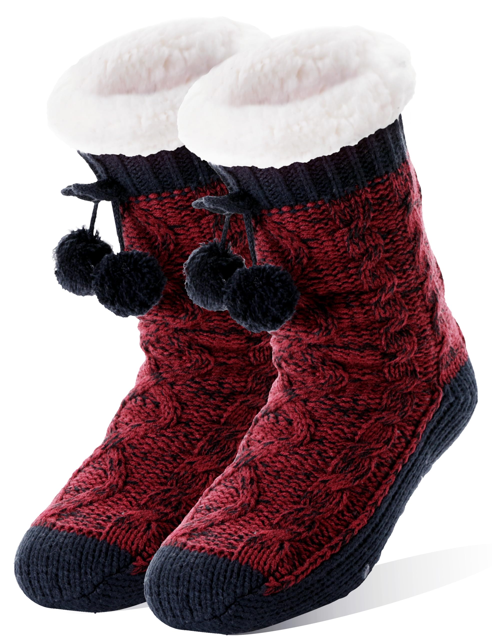 Women's Fuzzy Non-Slip Winter Slipper Socks - Warm Fleece for Home & Cabin