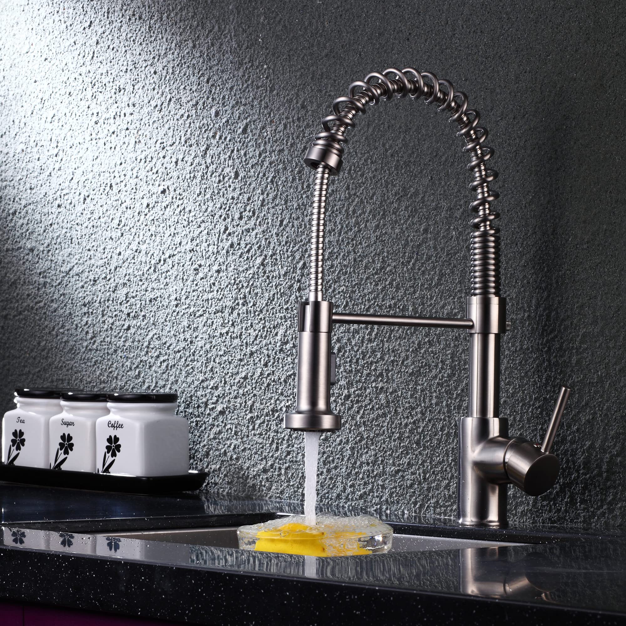 Brushed Nickel Pull Down Kitchen Faucet - High Arc Single Handle for Modern Homes