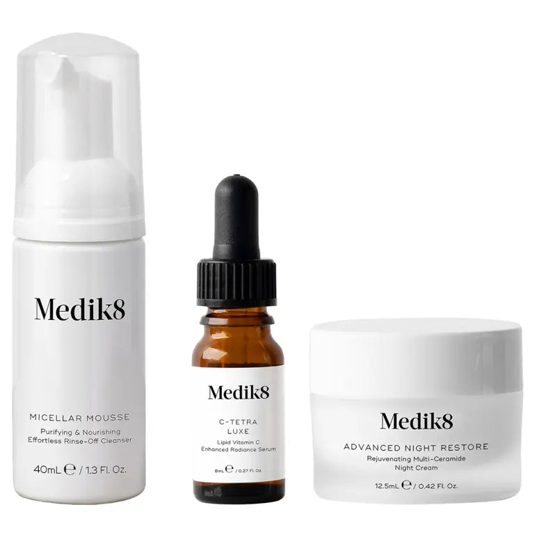 Medik8 Mighty Minis Skincare Collection - Travel Size Vitamin C Serum, Retinol & Hyaluronic Acid for Glowing Skin | Perfect for On-the-Go Beauty Routine & Airplane Travel
