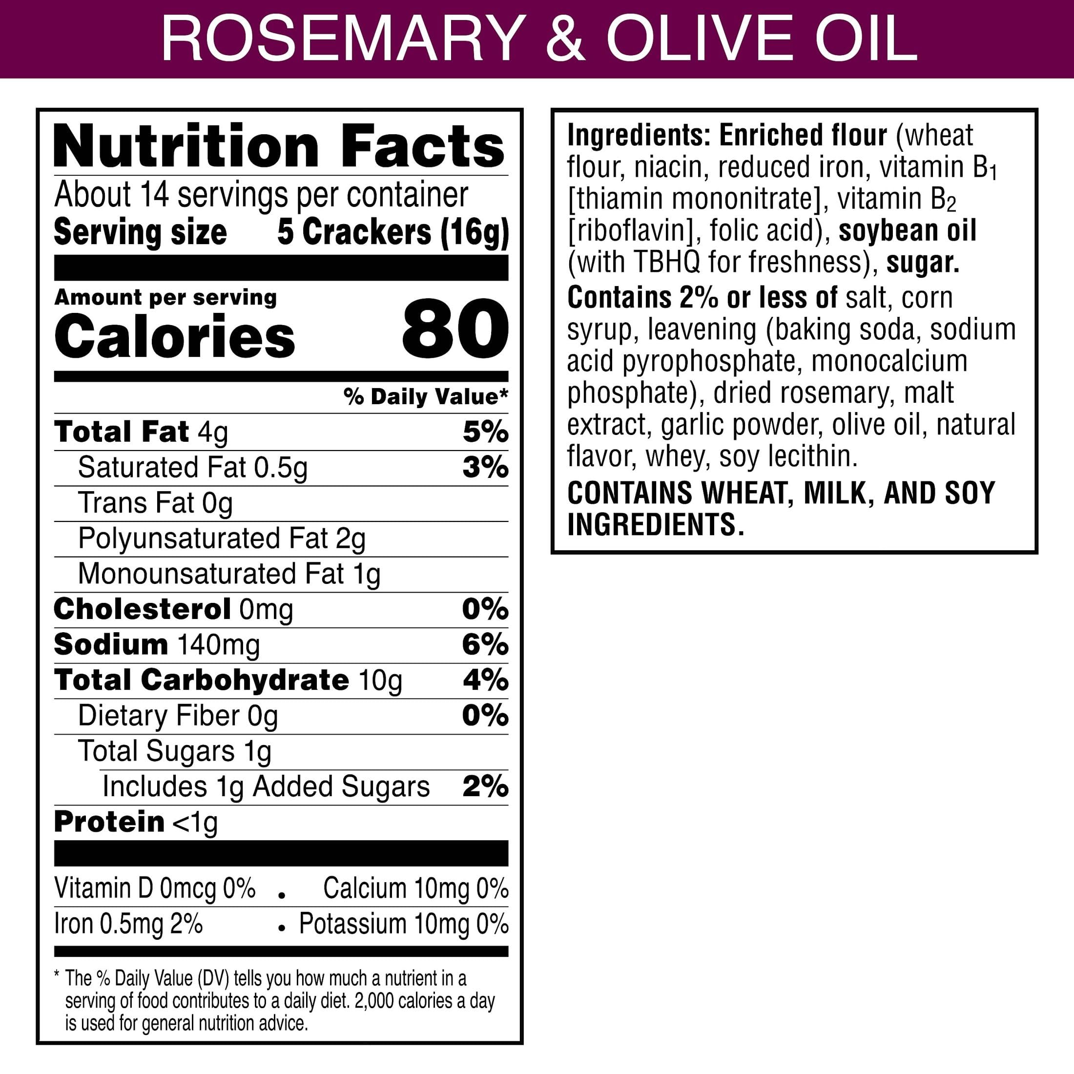 Toasted Rosemary & Olive Oil Crackers - 6 Pack | Party Snacks, Lunch Box Treats, Gourmet Appetizers for Entertaining, Picnics & Office Snacking