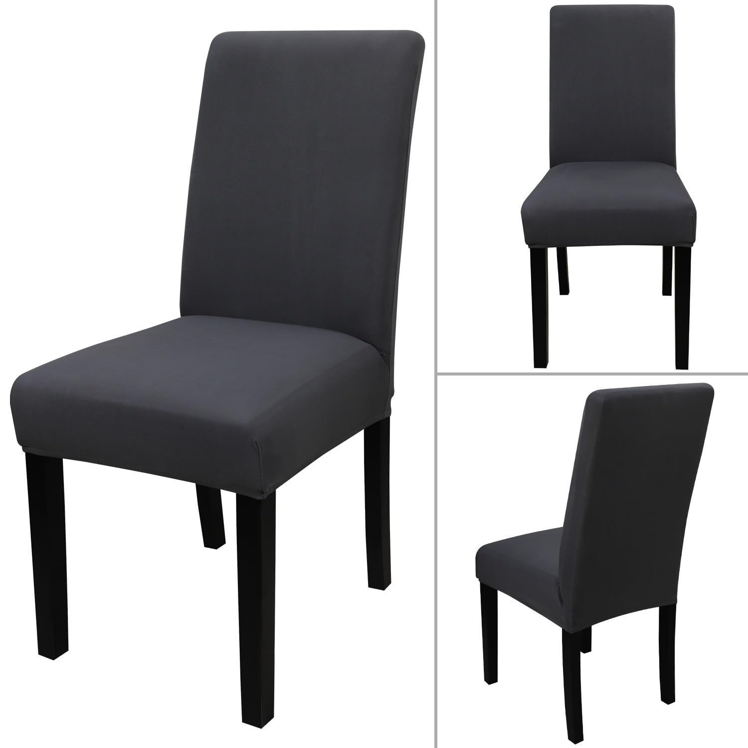 JQinHome Stretch Dining Chair Covers Set of 8 - Washable Slipcovers for Chairs, Seat Protectors for Home, Party, Hotel & Wedding (Grey) | Perfect for Formal Dinners, Holiday Gatherings & Event Decor
