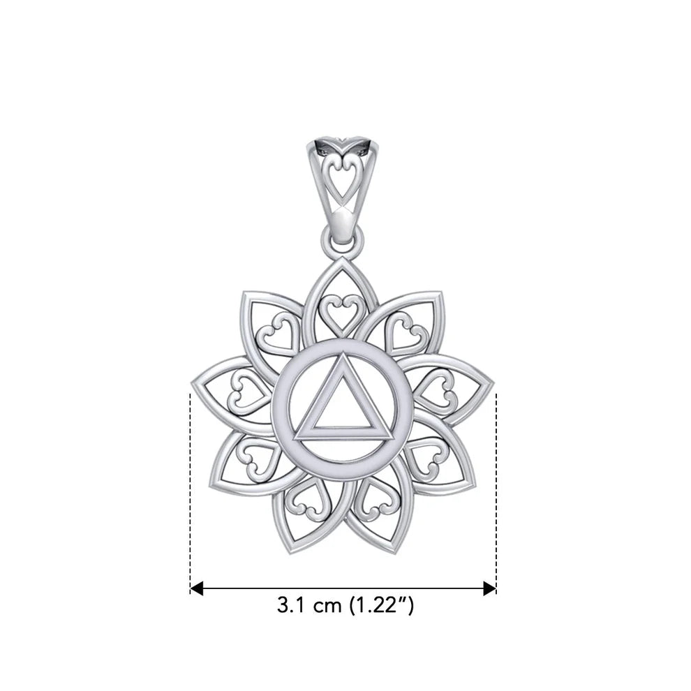 Flower of Unity Sterling Silver AA Recovery Pendant Necklace - Handmade to Order with Free Chain - Perfect for 12-Step Meetings & Sobriety Gifts (TPD6422)