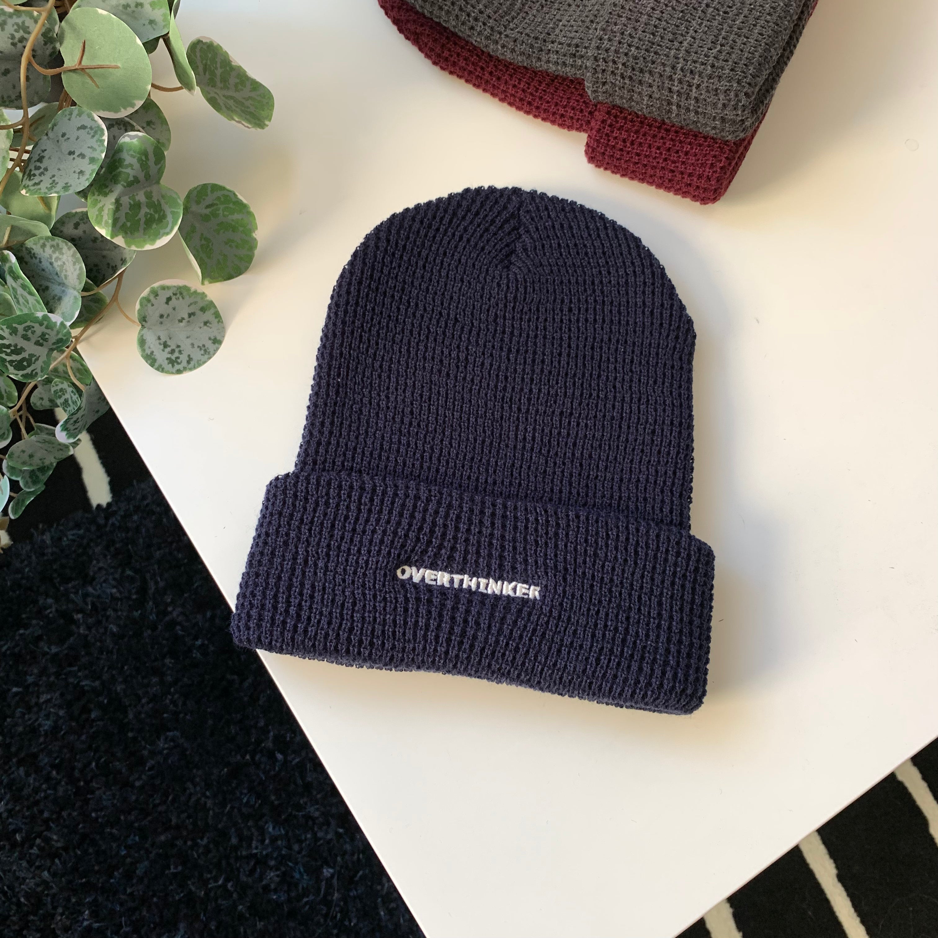 Studio Sample OVERTHINKER™ Waffle Knit Cuffed Beanie - Soft Winter Hat for Men & Women - Perfect for Cold Weather, Outdoor Activities and Streetwear Fashion