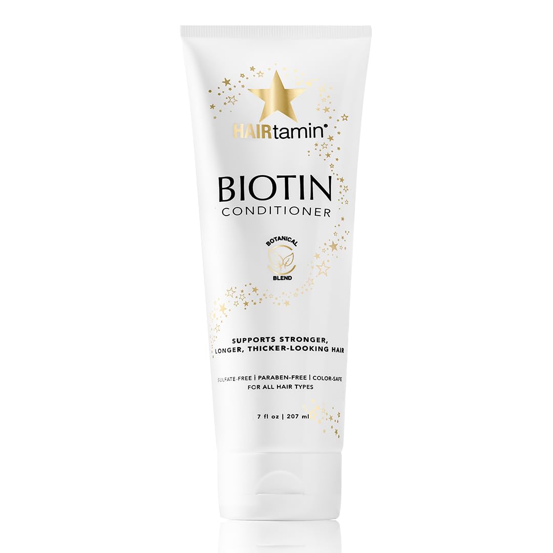 HAIRtamin Biotin Conditioner for Hair Growth - Vitamin Enriched Deep Conditioning Treatment for All Hair Types | Safe for Color & Keratin Treated Hair | Paraben Free | Promotes Stronger, Healthier Hair for Daily Use & Salon Results at Home