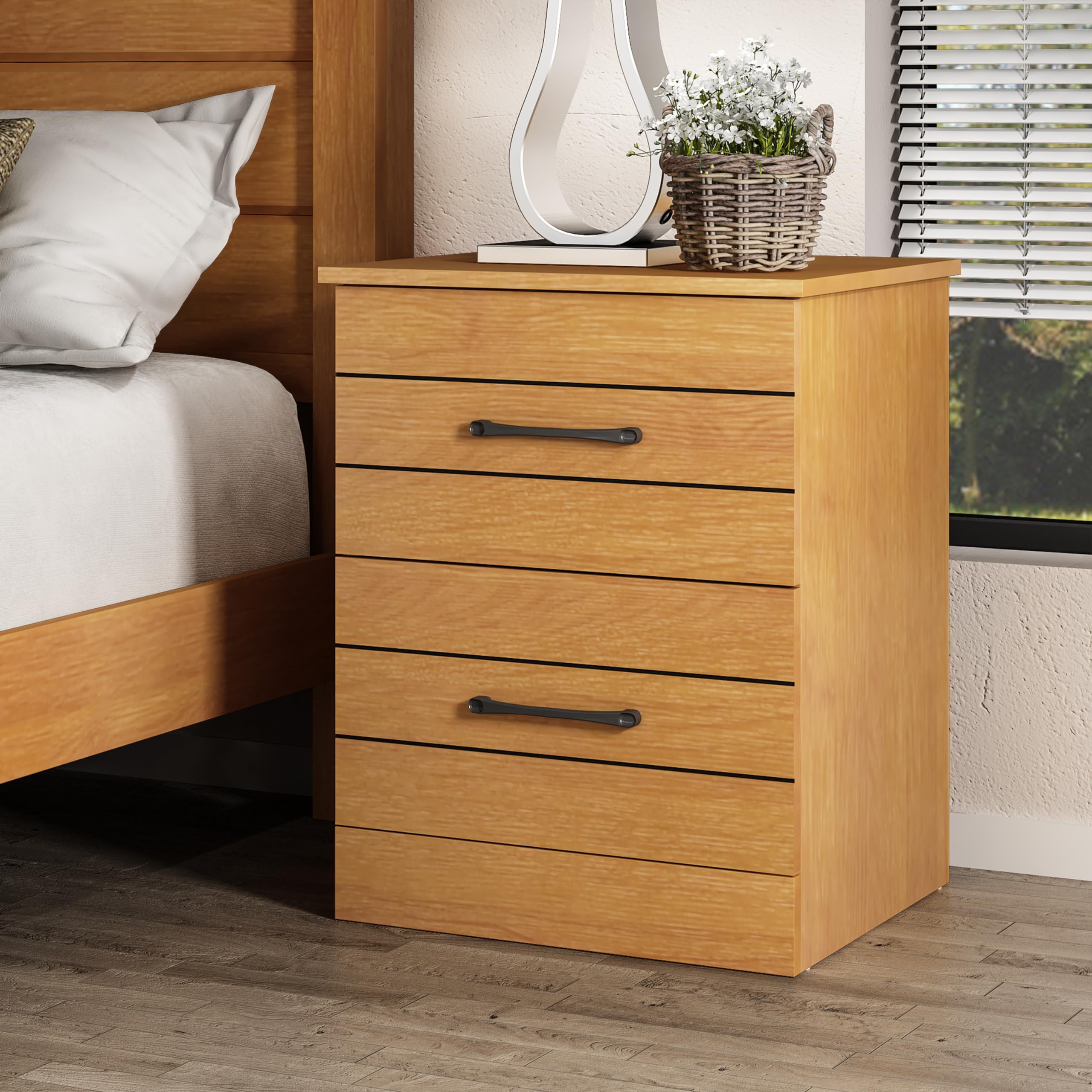 Galano Elis 2 Drawer Nightstand - Modern Bedside Table with Storage, End Table for Living Room & Bedroom, 15.8