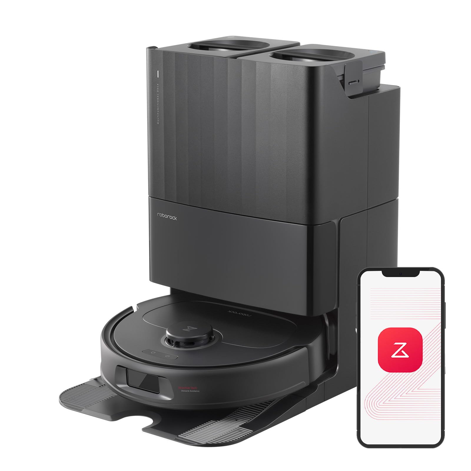 Roborock Qrevo Plus Robot Vacuum and Mop - Self-Emptying with Auto Mop Washing & Drying, 7000Pa Strong Suction, FlexiArm Edge Cleaning, Smart Obstacle Avoidance - Perfect for Hardwood Floors & Pet Hair Cleaning