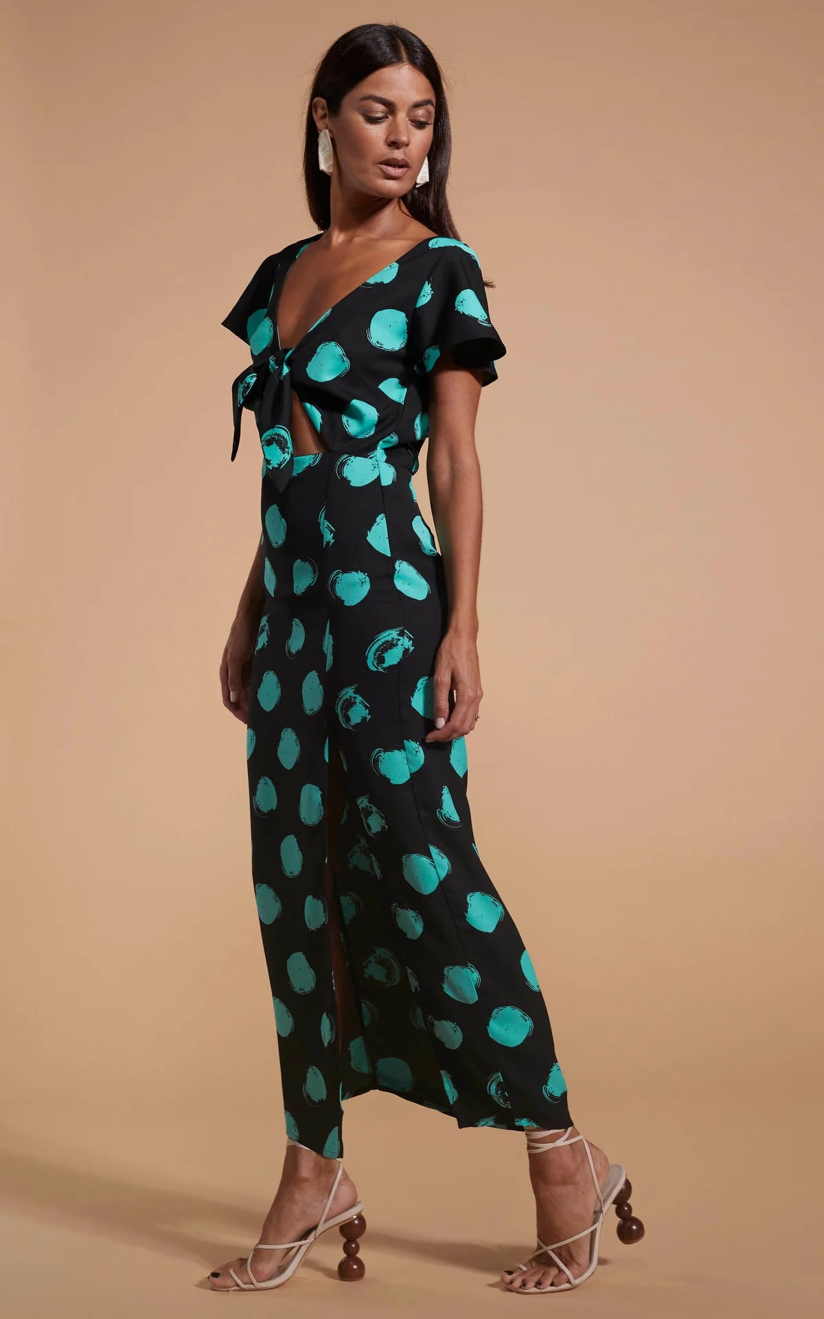 Lily Green on Black Dot Dress - Floral Print Women's Dress for Casual Wear, Party & Date Night