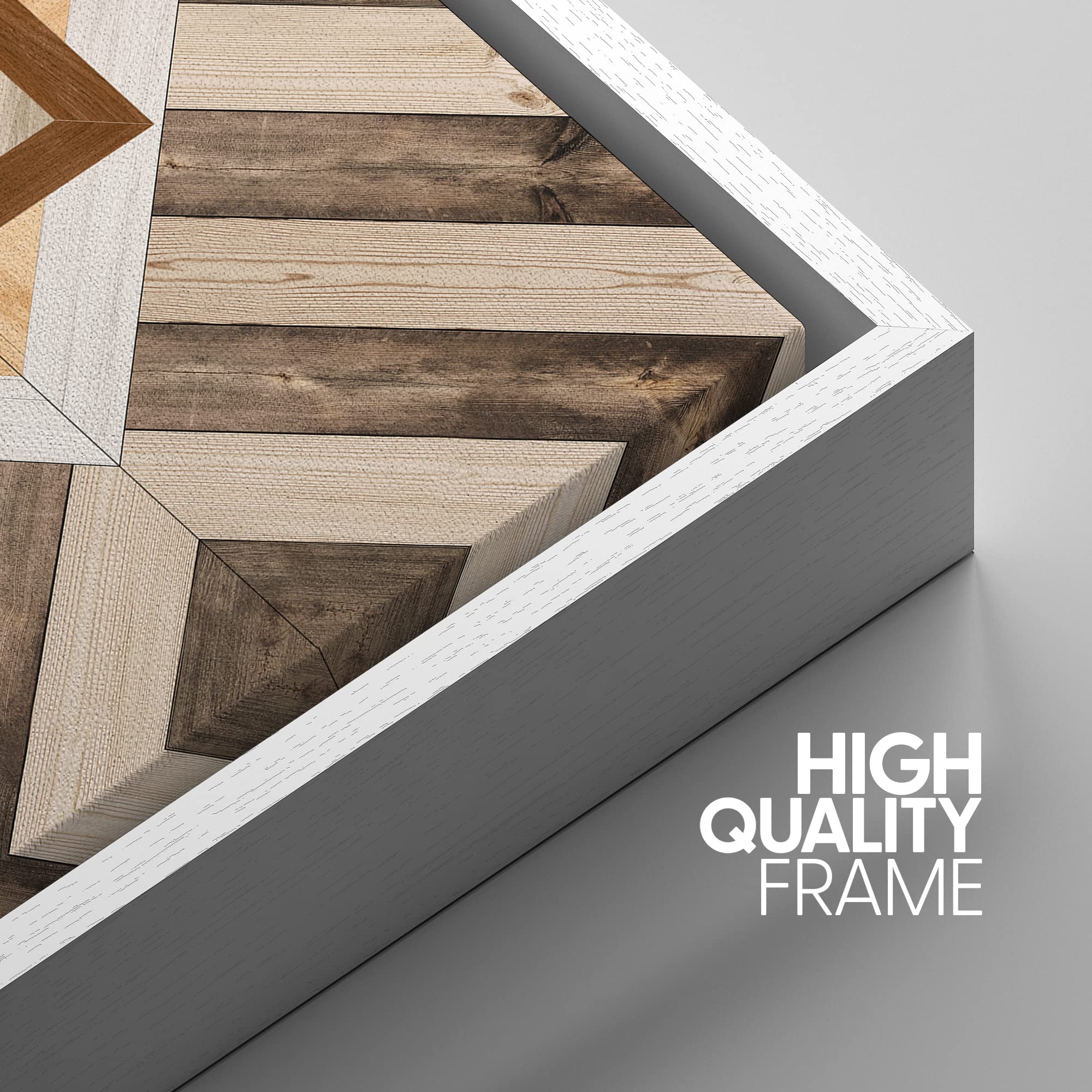 IDEA4WALL Framed Canvas Print - Modern Abstract Geometric Wood Panel Wall Art, Minimal Nordic Boho Decor for Living Room, Bedroom, Office, 24x36 Inches, White - Perfect for Home, Apartment, and Workspace Decor