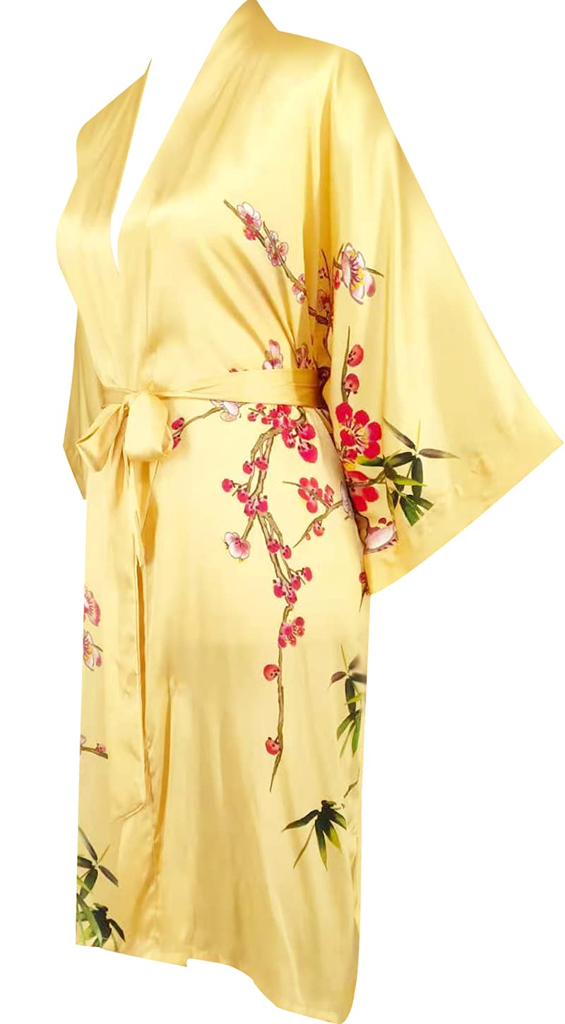 Women's 100% Silk Kimono Robe - Short Sleeve Bathrobe & Pajama Set for Spa, Lounge & Sleepwear | Lightweight Luxury Loungewear for Home Relaxation