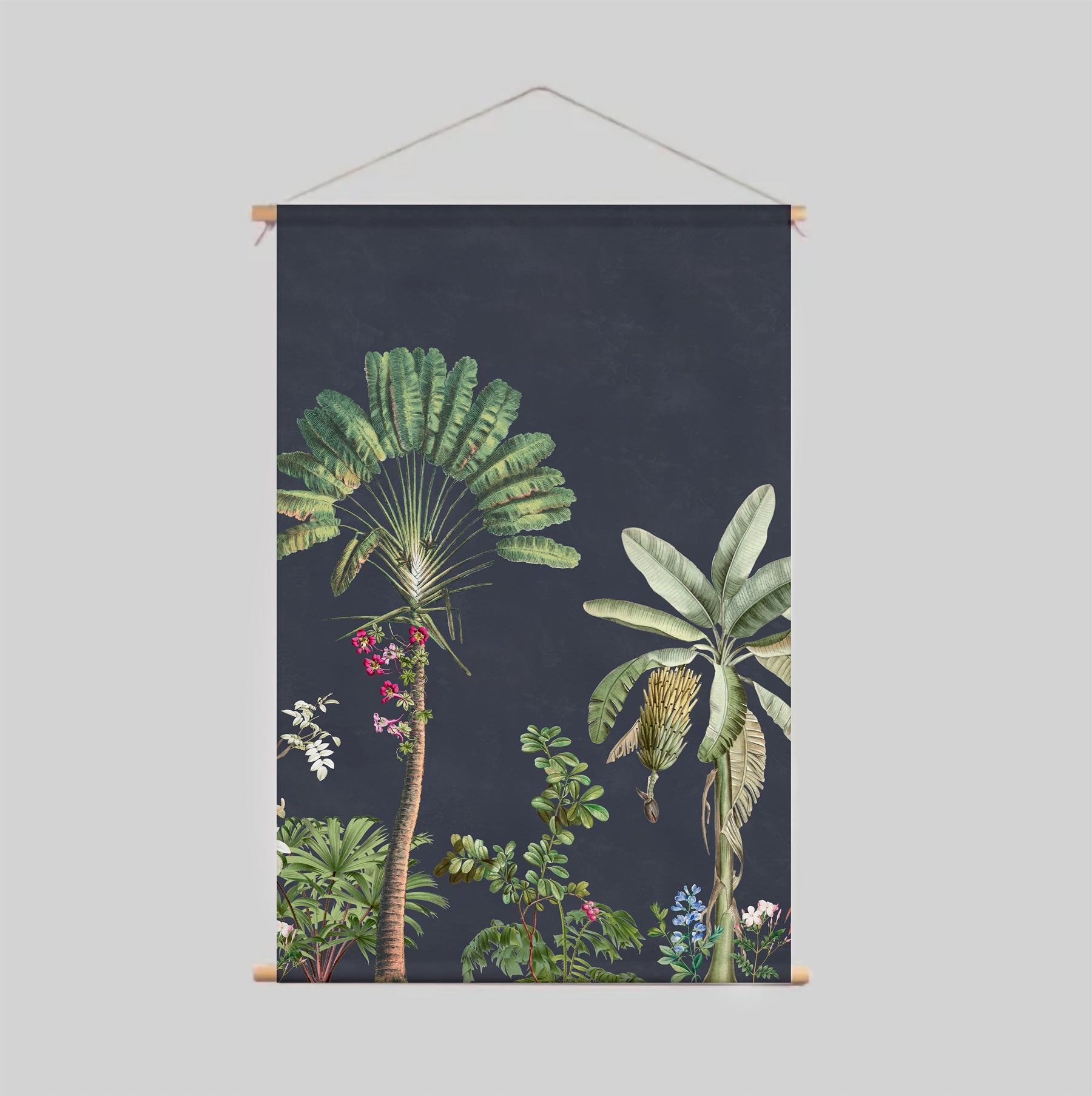 Vibrant Exotic Navy Textile Poster - Tropical & Bohemian Wall Art for Home, Office & Dorm Decor
