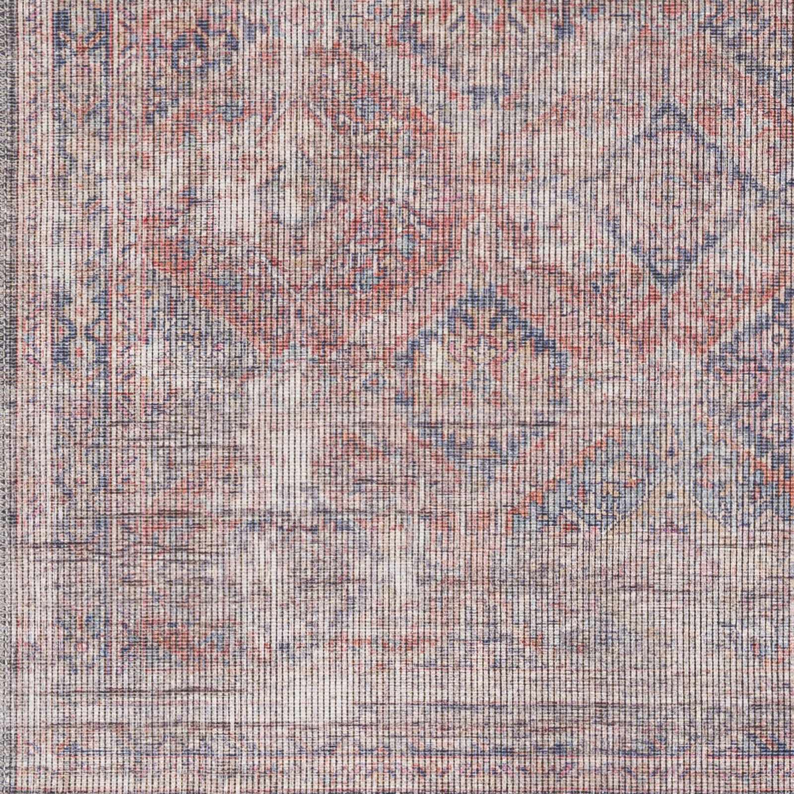 Hauteloom Mayantoc Machine Washable Area Rug - Traditional Design in Navy, Rust, Peach - 9'2