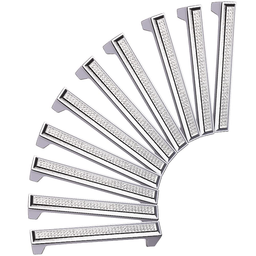 Modern Cabinet Knobs & Pulls - 10 Pack Silver All Metal Kitchen Handles for Drawers & Furniture | B202P128-P10