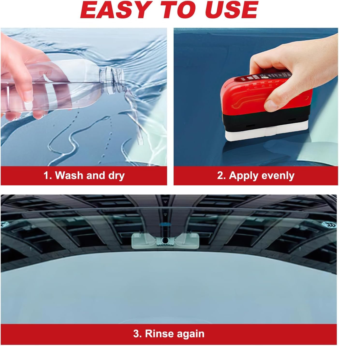 Automotive Oil Film Cleaning Brush & Glass Scraper - Car Windshield Cleaner Tool for Removing Oil Film, Improving Clarity & Visibility - Perfect for DIY Car Detailing & Windshield Maintenance