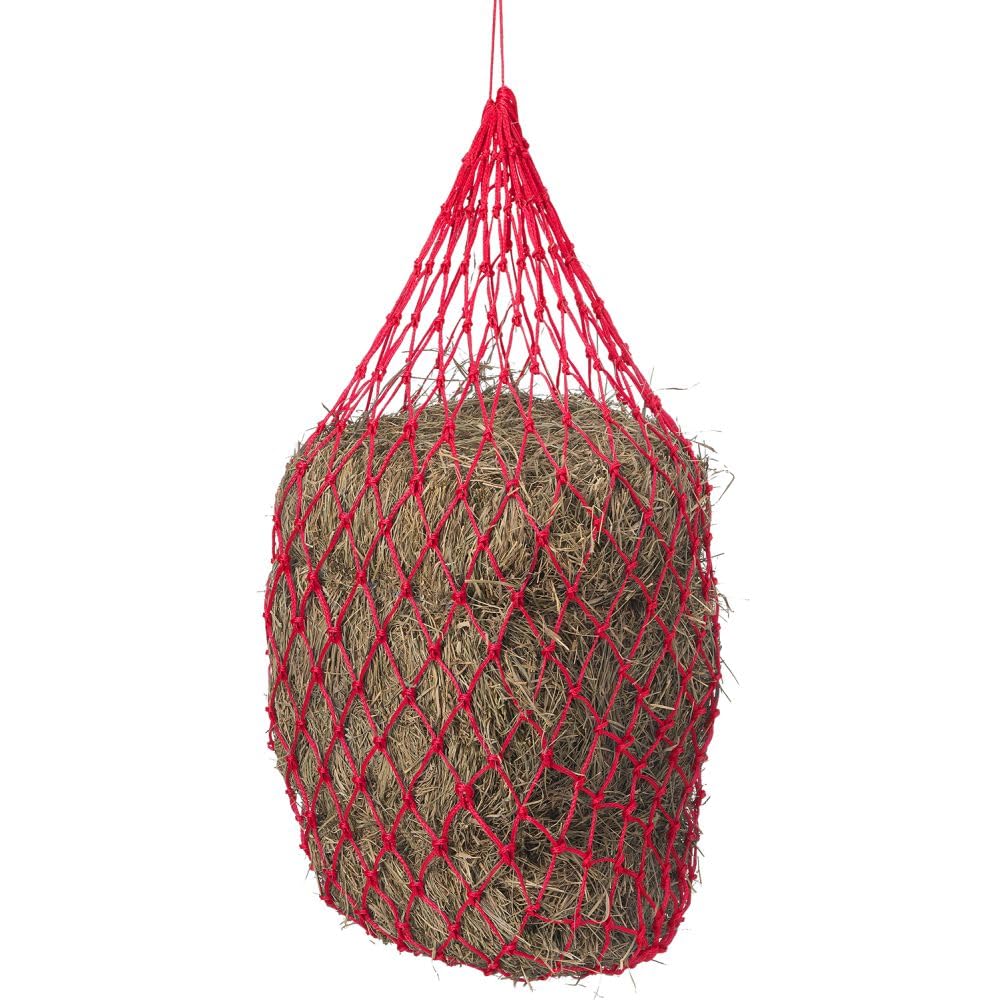Tough 1 Slow Feed Hay Bag for Horses - Durable Red Hay Net with Small Holes to Prevent Choking & Waste - Perfect for Stalls, Trail Rides & Pastures
