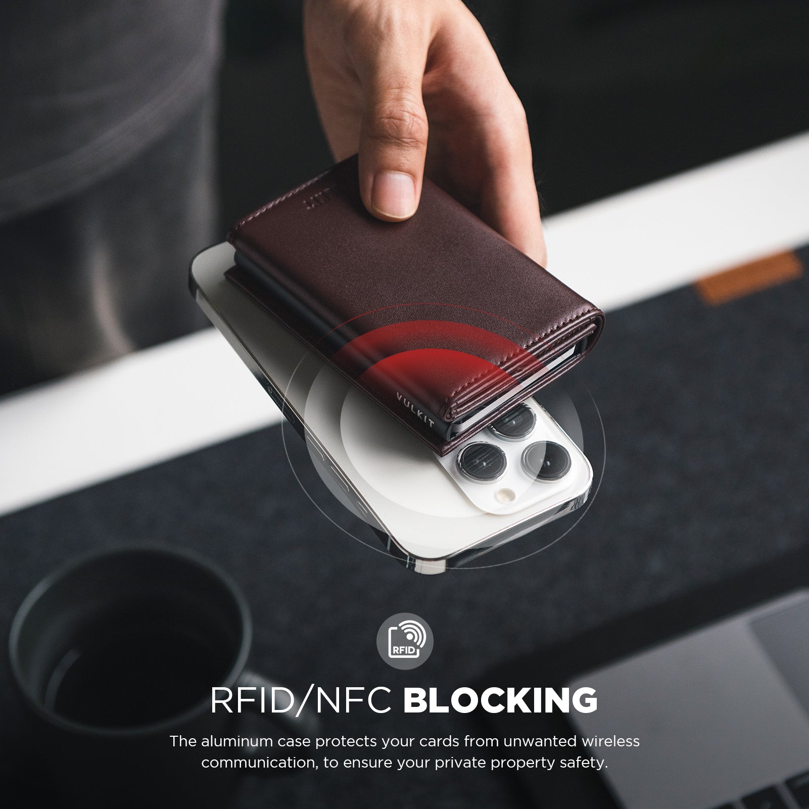 Genuine Leather Tri-Fold Wallet with Magnetic Closure - VC208P Slim RFID Blocking Wallet for Men, Perfect for Everyday Carry & Travel