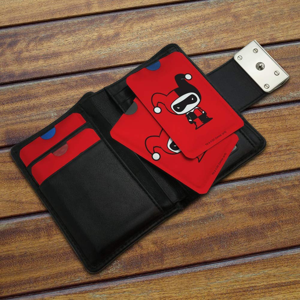 Harley Quinn Cute Chibi Character RFID Blocking Credit Card Holder Set of 4 - Protect Your Cards from Skimming - Perfect for Wallets, Purses & Travel Accessories