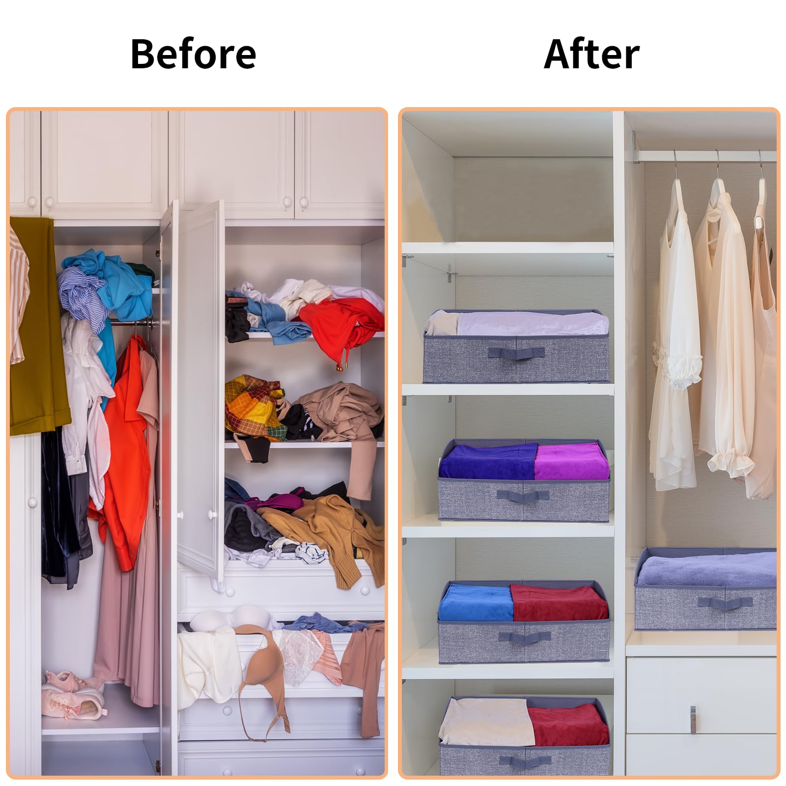 ZPXTI Fabric Storage Bins with Handles - 3 Pack Closet Organizer Baskets for Shelves, Perfect for Organizing Sheets, Sweaters, Hats & Home Organization | Space-Saving Bedroom Storage Solution