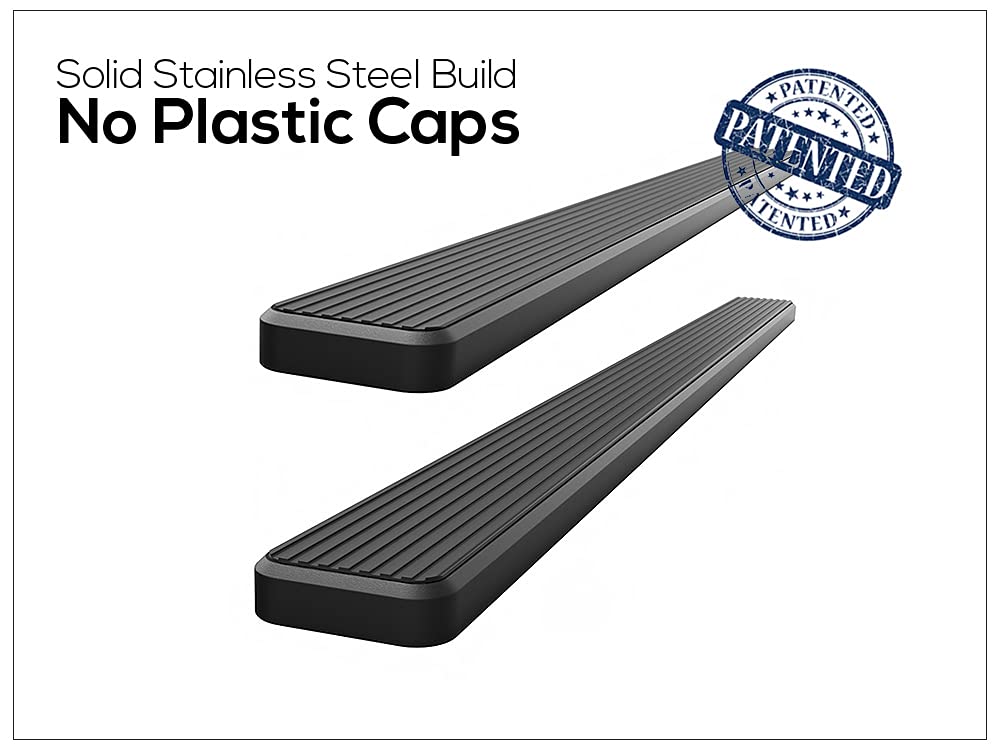 APS 6in Wheel-to-Wheel Running Boards for Ford F150 2015-2025 Super Cab 5.5ft Bed & F-250/F-350 Super Duty 2017-2025 - Black Nerf Bars Side Steps with Non-Slip Surface | Perfect for Off-Roading, Truck Access & Easy Entry/Exit