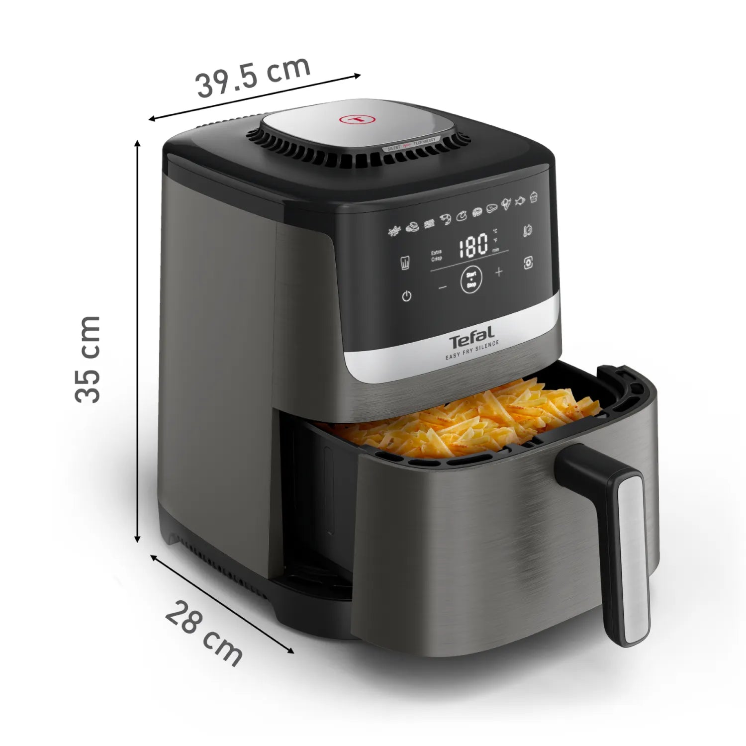 Tefal Easy Fry Silence Essential 5L Air Fryer - Healthy Oil-Free Cooking for Family Meals, Snacks & Fast Meals | EY551H Model