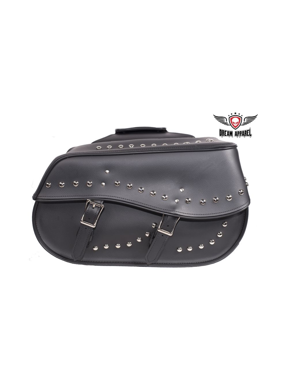 Stylish PVC Saddlebag with Studs - Waterproof Motorcycle Bag for Harley Davidson & Cruiser Bikes - Perfect for Road Trips, Daily Commute & Biker Gear Storage