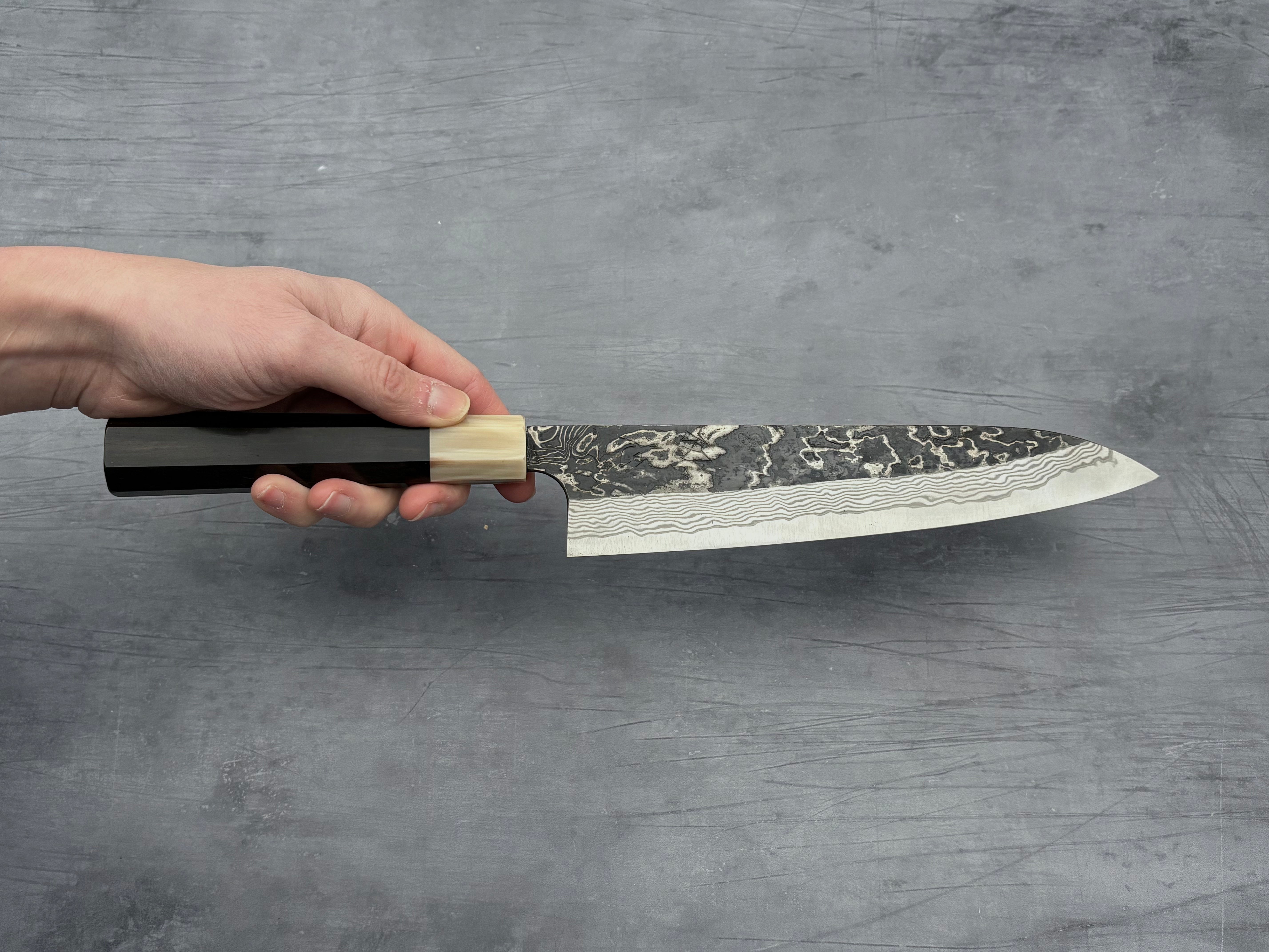 Hatsukokoro SLD Kurouchi Blast Gyuto 240mm Japanese Chef Knife - High Carbon Steel Kitchen Knife for Professional Chefs & Home Cooking, Perfect for Slicing, Dicing & Meat Cutting