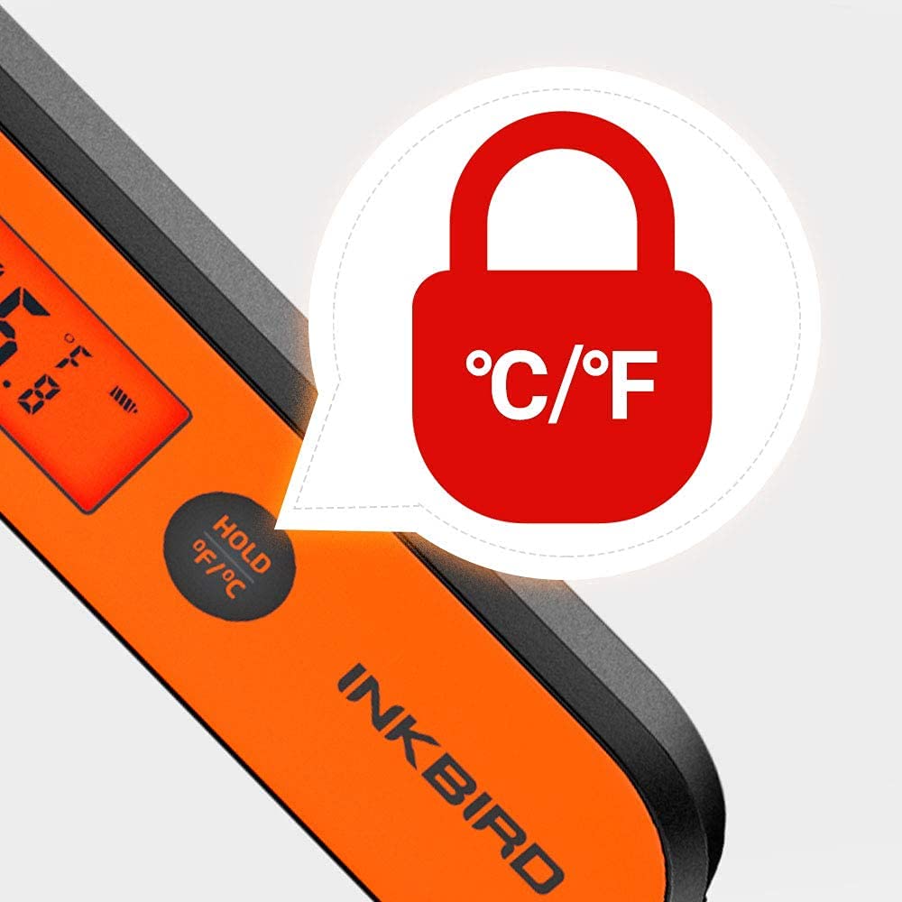 INKBIRD IFT01 Infrared Thermometer Gun with Laser Pointer -58°F to 1022°F (-50°C to 550°C) & IHT-1P Instant Read Digital Meat Thermometer - Dual Function for Cooking, BBQ, Pizza, Oven, HVAC, Automotive and Industrial Use