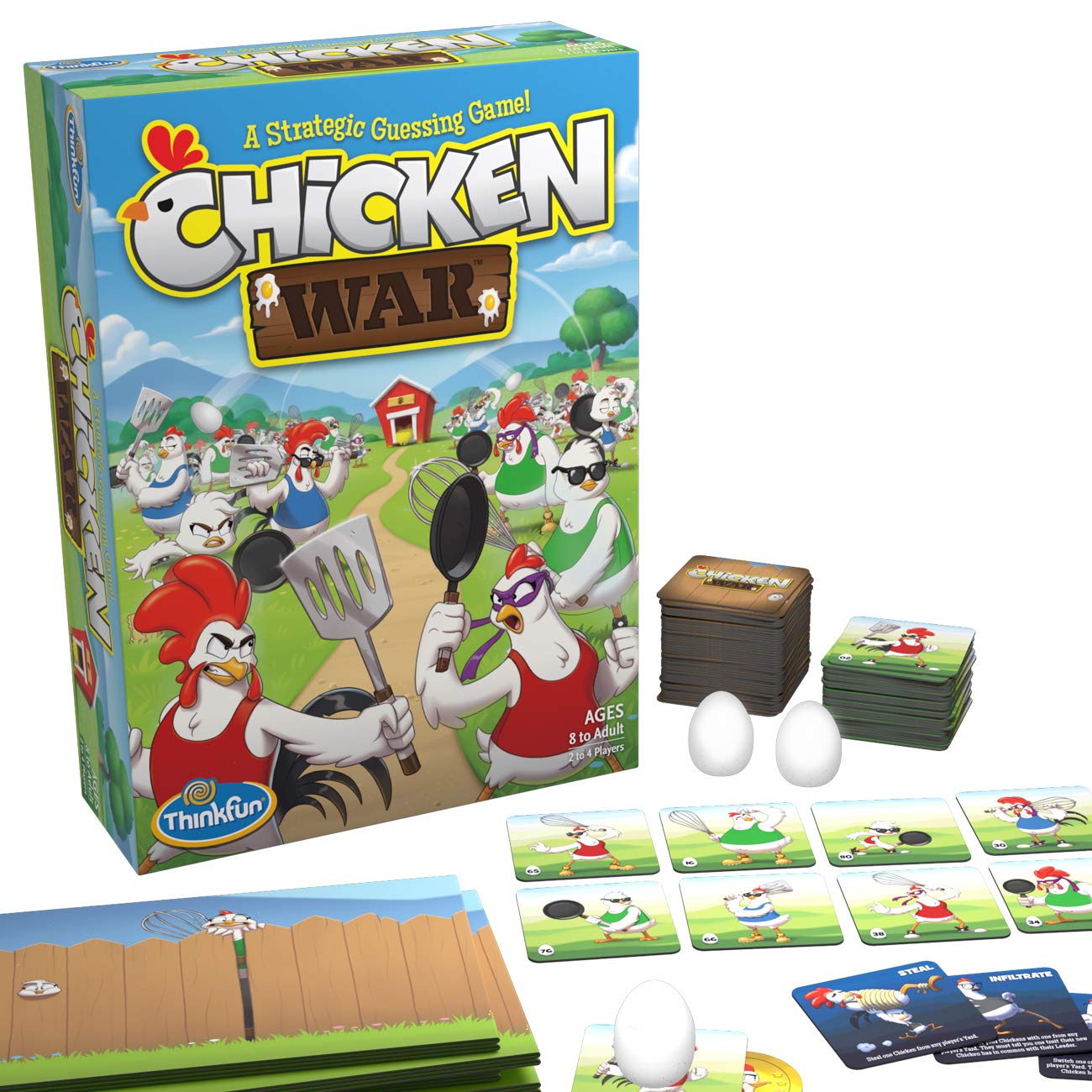ThinkFun Chicken War Strategy Board Game - Fun Family Game Night with Hilarious Artwork for Adults & Kids | Perfect for Parties, Game Nights & Family Gatherings