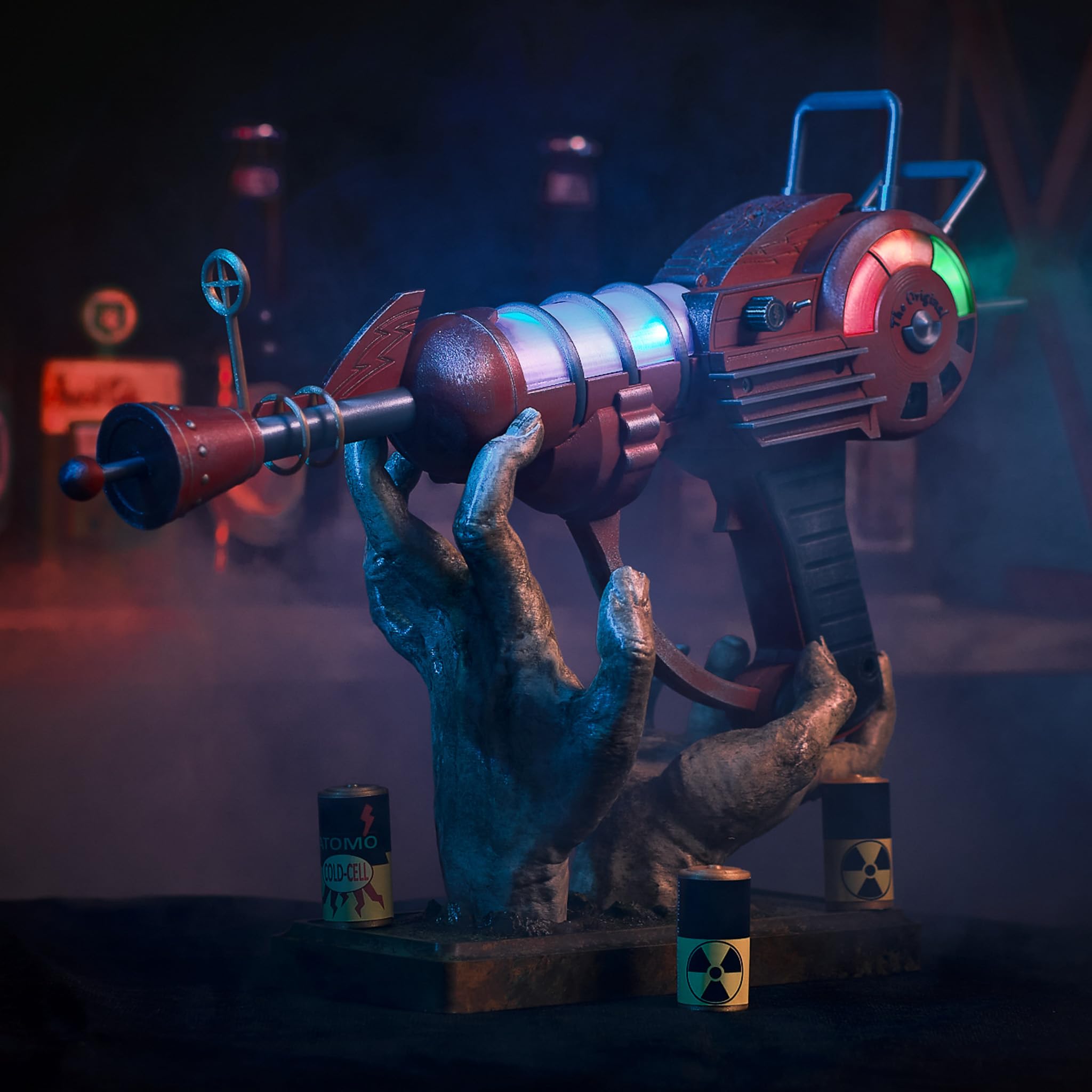Ray Gun LED Lights Replica - Call of Duty Zombies Prop for Cosplay & Collectibles (Includes Ray Gun + Zombie Stand) | Perfect for Halloween Costumes, Gaming Room Decor, and Collector Displays