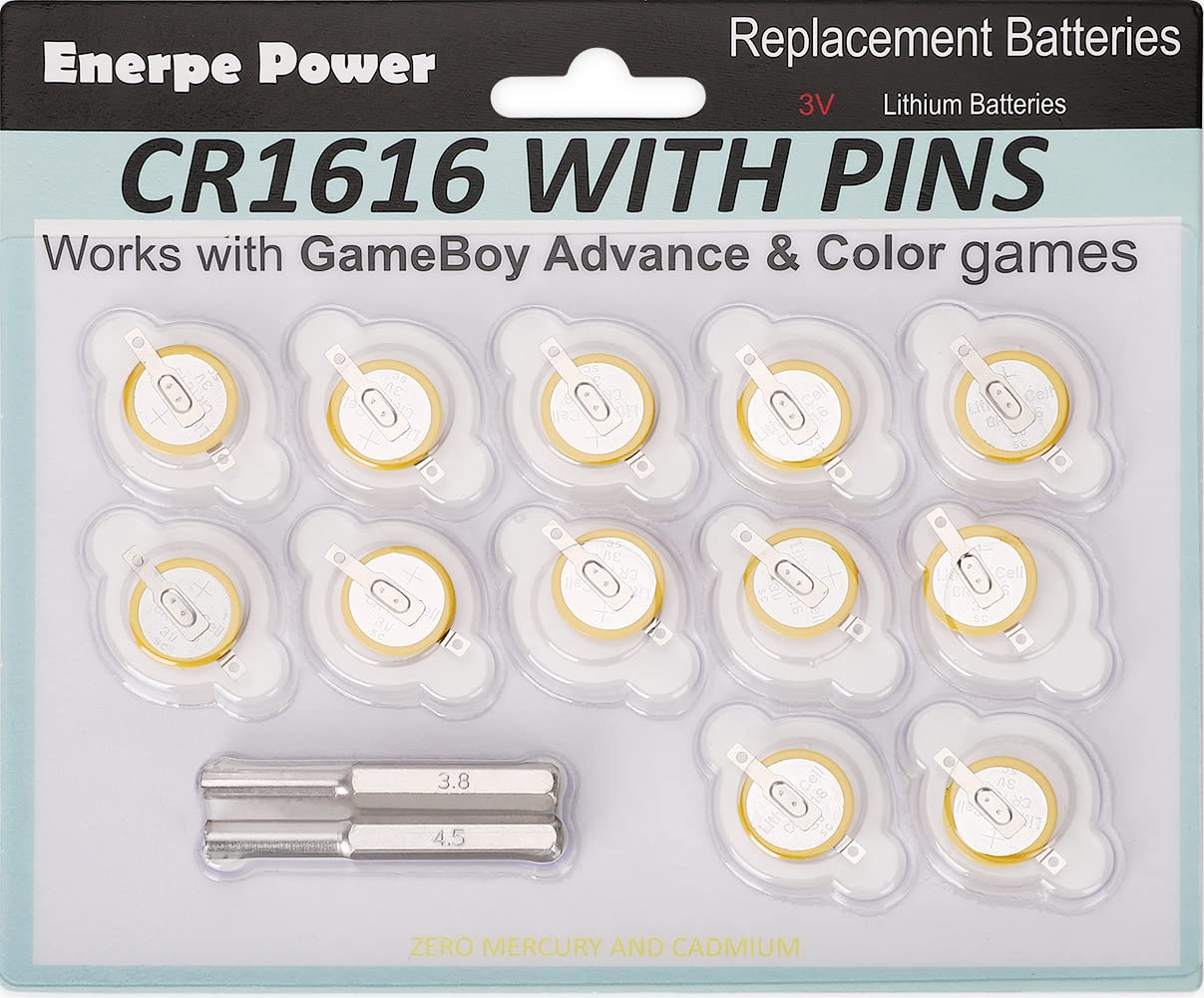 CR1616 3V Lithium Battery with Solder Pins - 12 Pack Replacement Batteries for Pokemon Game Cartridges - Perfect for Game Save Data Preservation & Retro Gaming Accessories