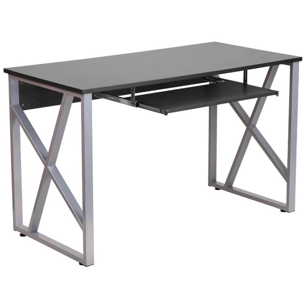 BOWERY HILL Modern Black Laminate Computer Desk - Home Office Desk with Durable Finish for Work & Study | Perfect for Small Spaces & Remote Work Setup