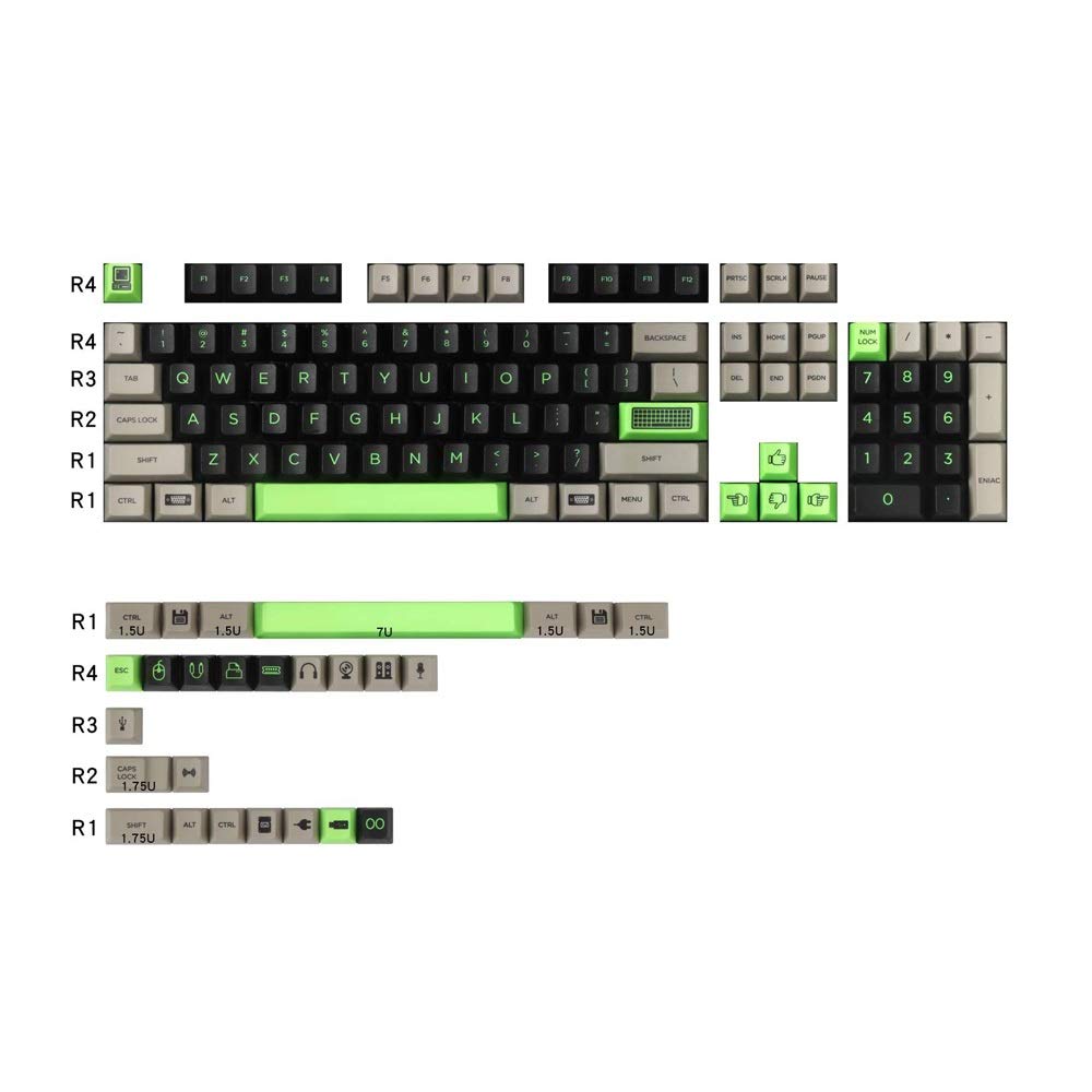 130 Keys PBT Sublimation Keycaps for Gaming Mechanical Keyboard - Compatible with 61/64/68/87/96/104/108 Keys Layouts (Green) - Durable & Colorful Custom Keycaps for PC Gamers & Typing Enthusiasts