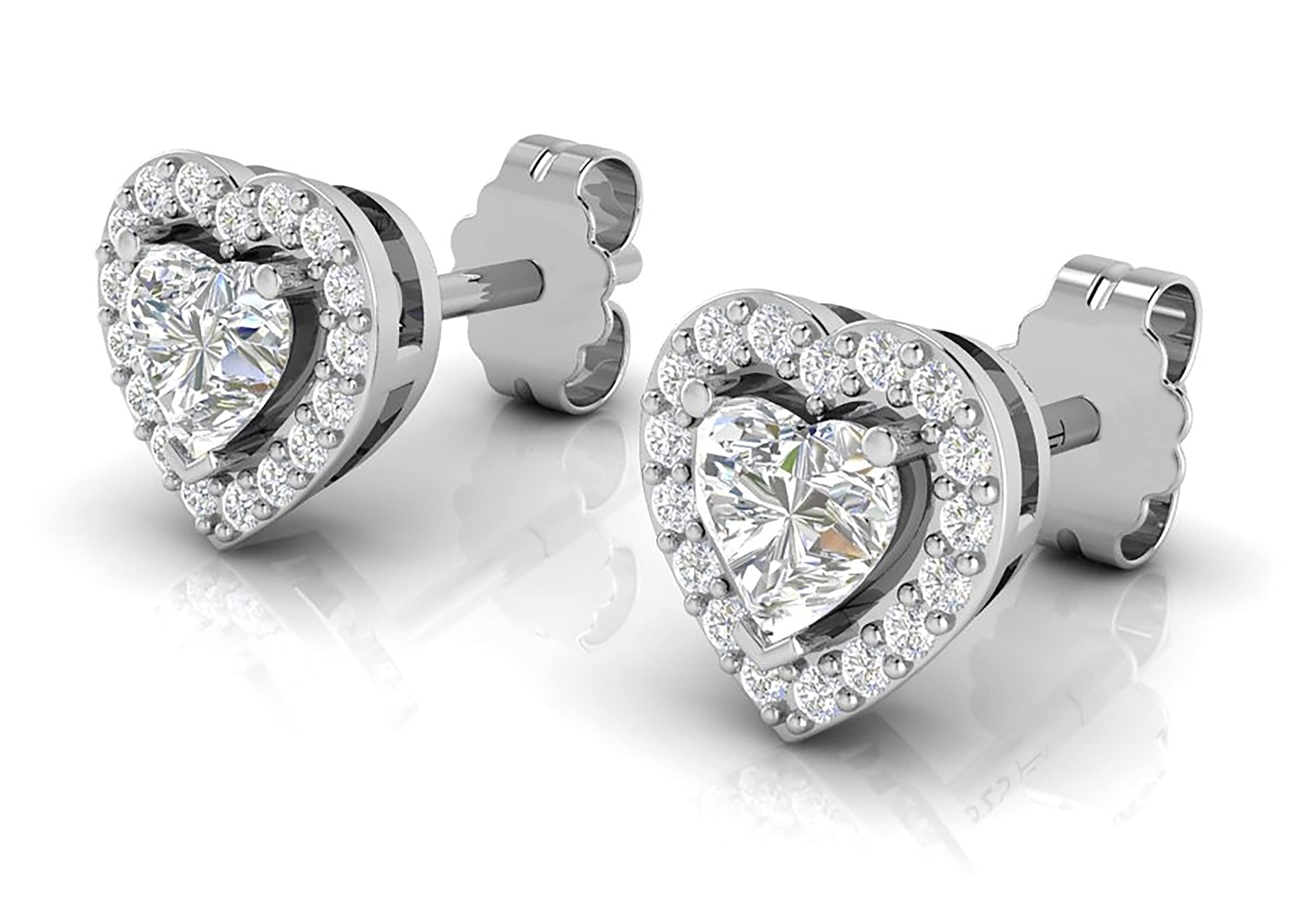 Hypoallergenic Sterling Silver Heart & Halo Stud Earrings for Women - Cubic Zirconia CZ Stud Earrings Set for Everyday Wear, Gift for Her | Perfect for Work, Date Night & Special Occasions