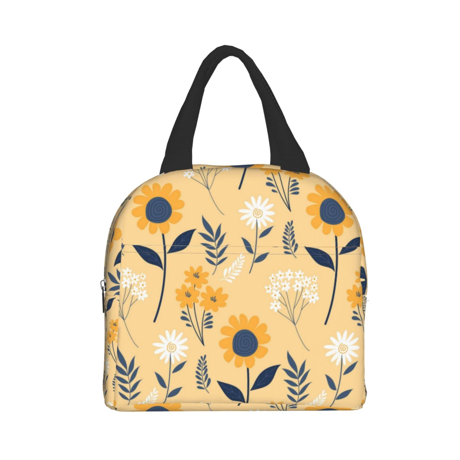 Floral Sunflower Insulated Lunch Bag - Reusable & Leak-Proof Portable Lunch Box for Men & Women - Perfect for Work, School, Travel, Picnic & Outdoor Activities
