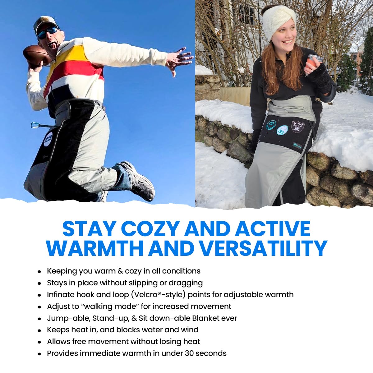 Mozy Wearable & Weatherproof Outdoor Blanket - Lower Body Thermal Wrap for Superior Warmth | Perfect for Camping, Hiking, and Winter Sports | Waterproof & Windproof Travel Blanket