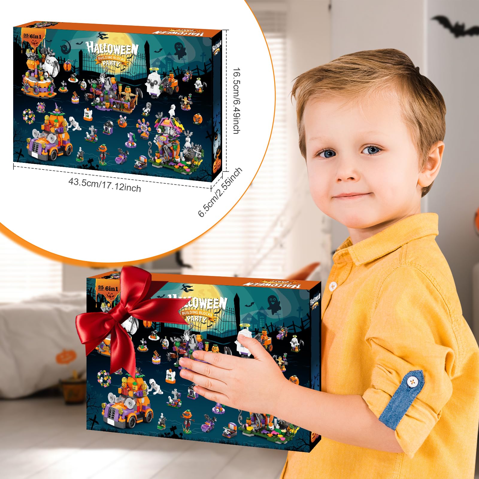 2024 Halloween Advent Calendar with Building Blocks for Kids - 31 Days Countdown Toy, Fun Halloween Gift for Children (CT-930) | Perfect for Classroom Rewards, Party Favors & Holiday Countdown Excitement