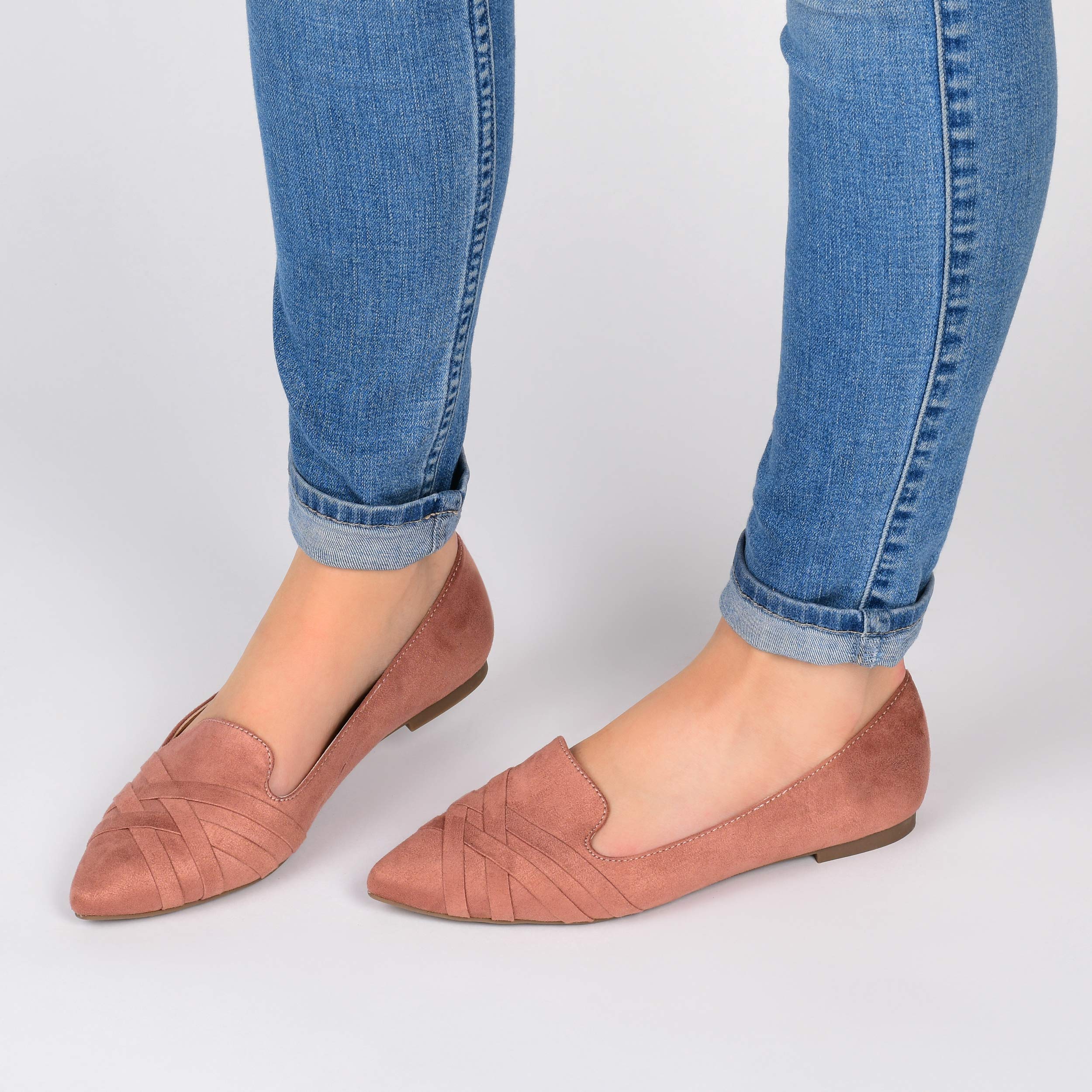 Journee Collection Women's Mindee Slip On Pointed Toe Loafer Dress Flats - Comfortable Grey Loafers for Women Size 7.5 - Perfect for Office, Business Casual & Everyday Wear