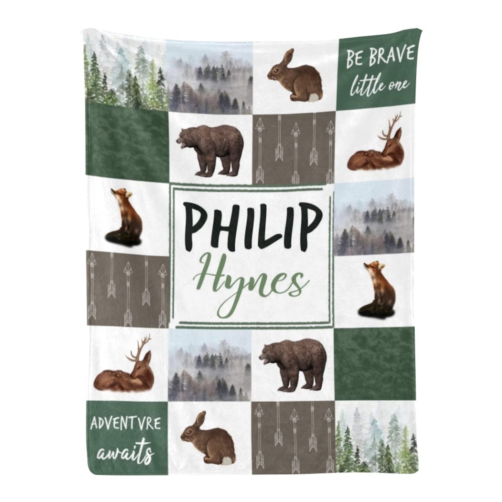 Personalized Woodland Animals Blanket with Name - Custom Baby Blanket for Boys & Girls, Soft Minky Fleece Flannel - Perfect Baby Shower Gift, Nursery Decor & Cozy Toddler Blanket