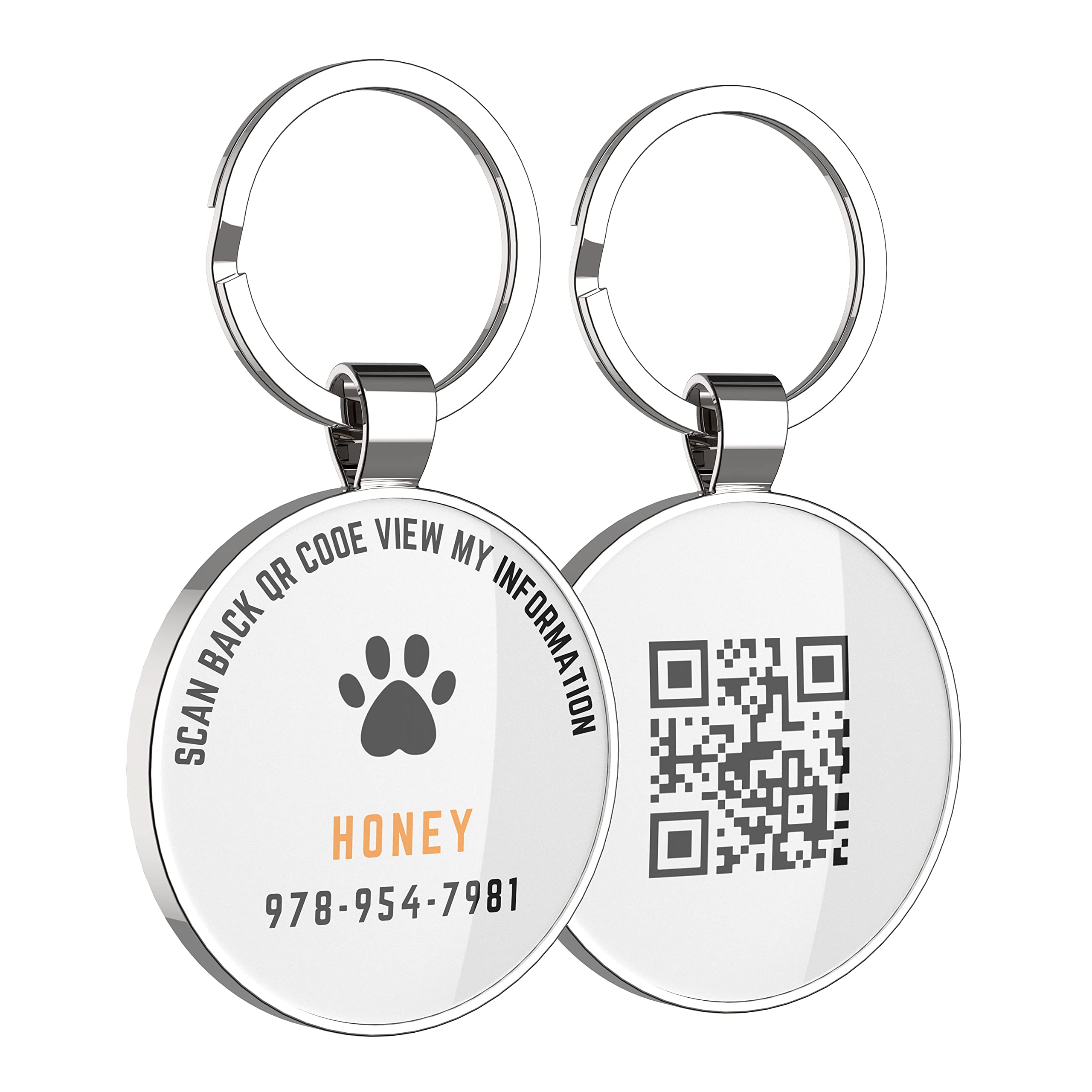 Personalized QR Code Pet ID Tags for Dogs & Cats - Track & Display Pet Info