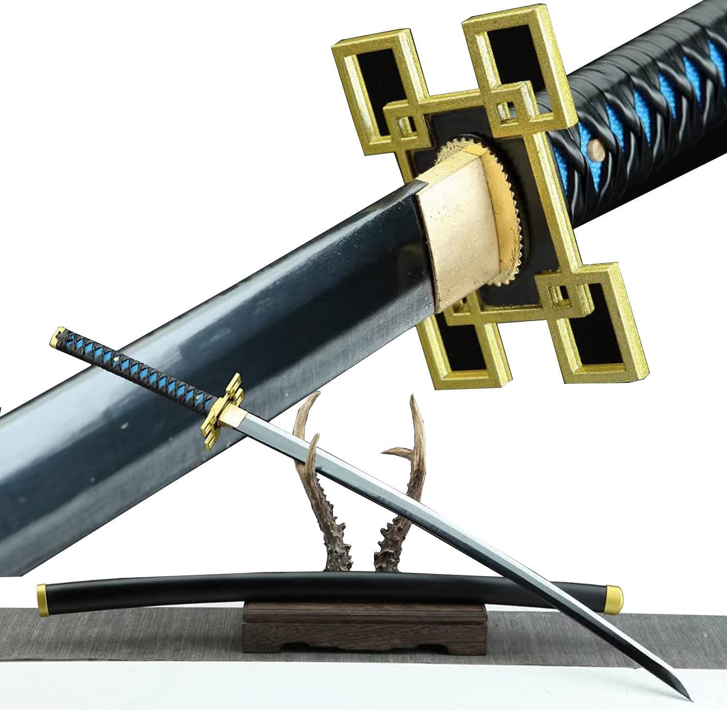 HERO SWORD Japanese Anime Katana - Hand Forged 1045 Carbon Steel Samurai Sword, Full Tang Handmade Sharp Blade - Demon Slayer Inspired Katana for Cosplay, Martial Arts Training & Anime Collection
