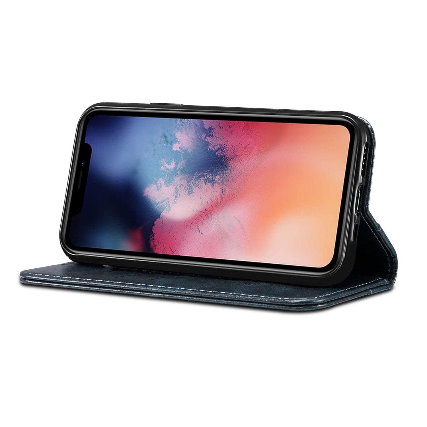 Genuine Leather iPhone 15 Pro Wallet Case - Classic Flip Cover with Card Slots | Perfect for Business, Travel & Everyday Use