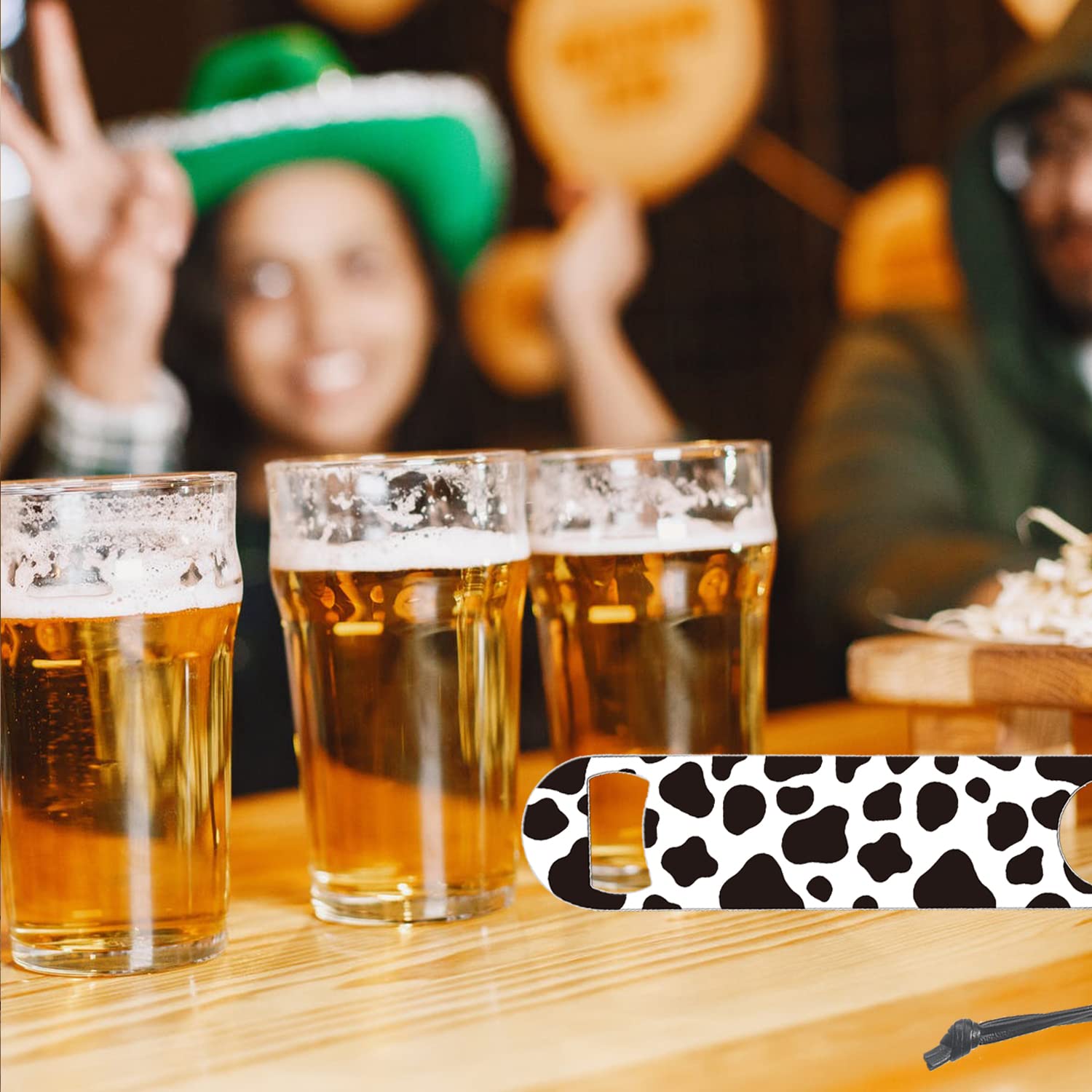Funny Black and White Cow Print Stainless Steel Bartender Bottle Opener - Durable Bar Tool for Men & Women - Perfect Gift for Boyfriend, Girlfriend, Friends - Ideal for Kitchen, Bar, Restaurant & Home Parties