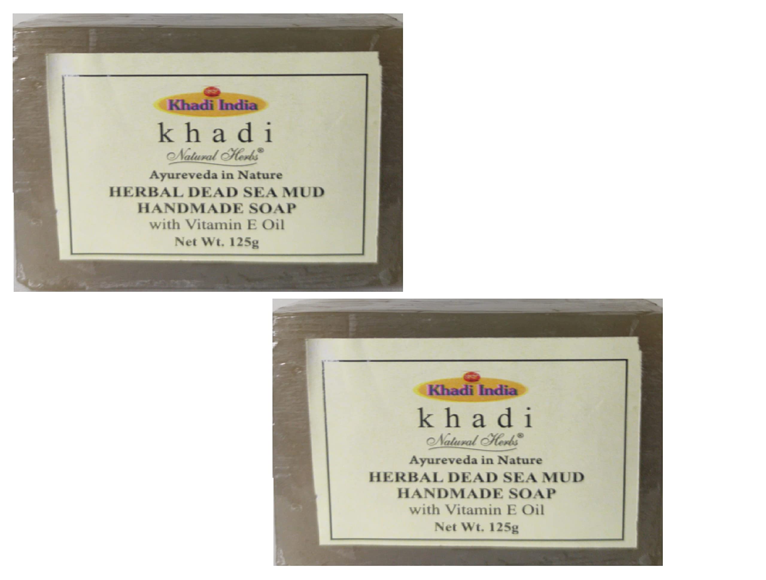 Khadi Natural Herbal Soap with Dead Sea Mud - 125g (Pack of 2) | Organic, Chemical-Free Cleansing Bar for Acne, Blackheads & Oily Skin | Face & Body Wash for Spa-Like Skincare at Home