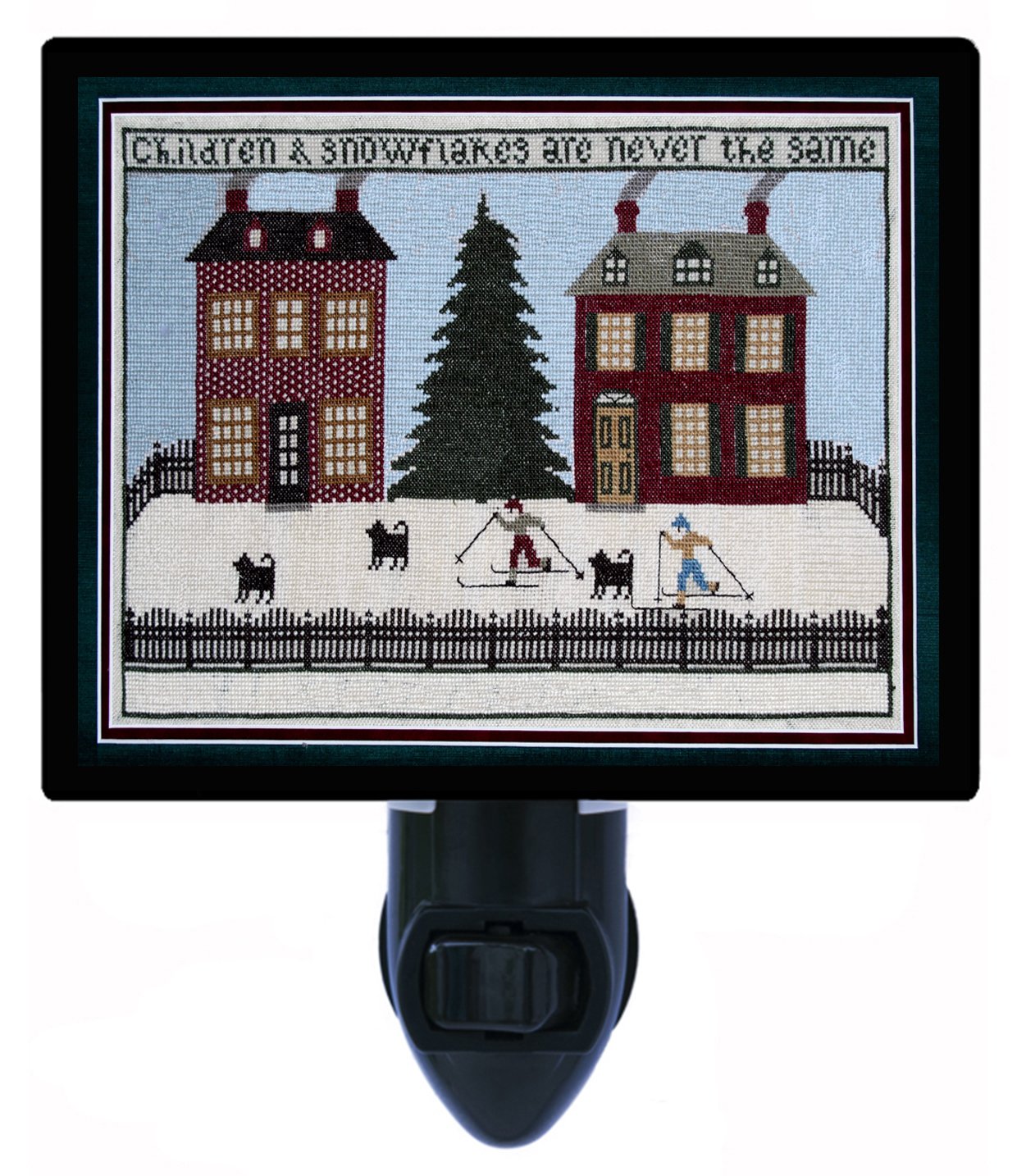 Cross Stitch Night Light for Kids - Snowflake Pattern LED Sewing Night Lamp | Perfect for Bedroom, Nursery & Craft Room Decor