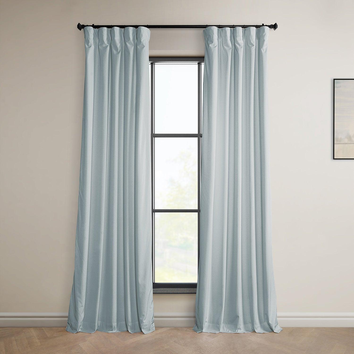 Aquarius Blue Heritage Plush Velvet Blackout Curtains for Bedroom - Thermal Insulated Noise Reducing Window Drapes for Living Room & Nursery