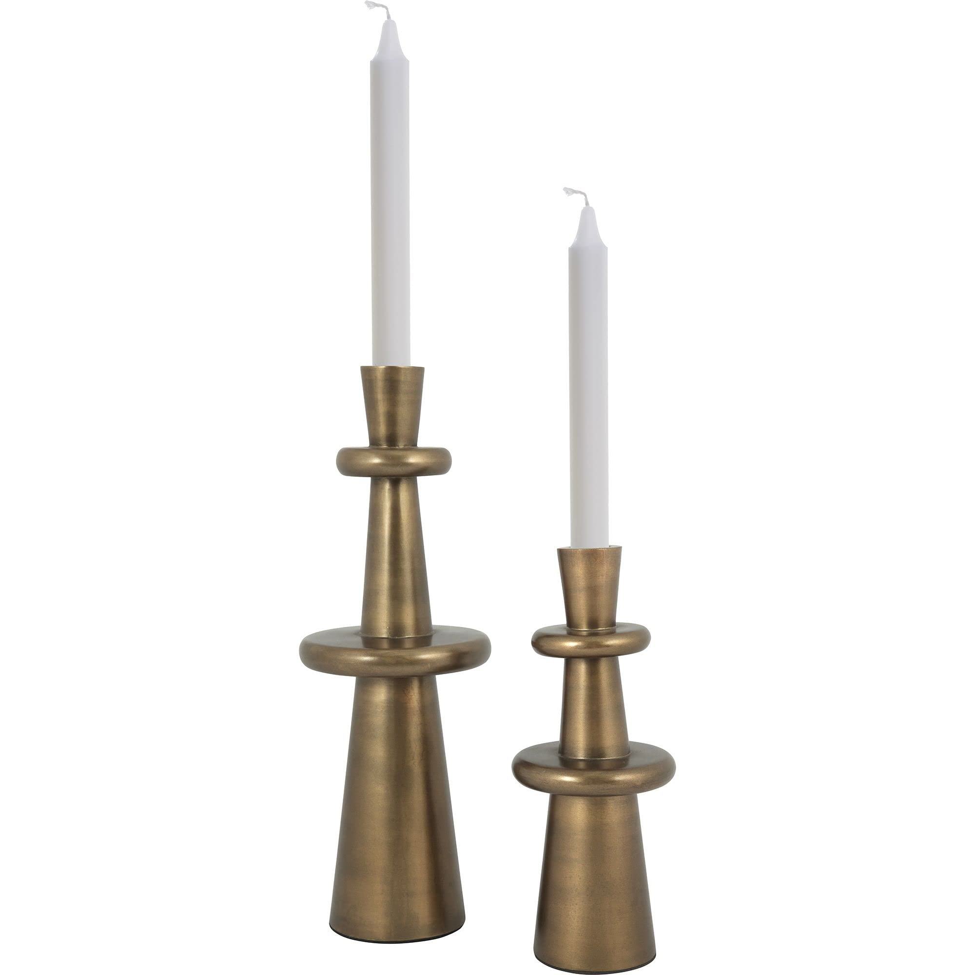 Signature Home Collection Set of 2 Bronze Antique Finish Candle Holders 14