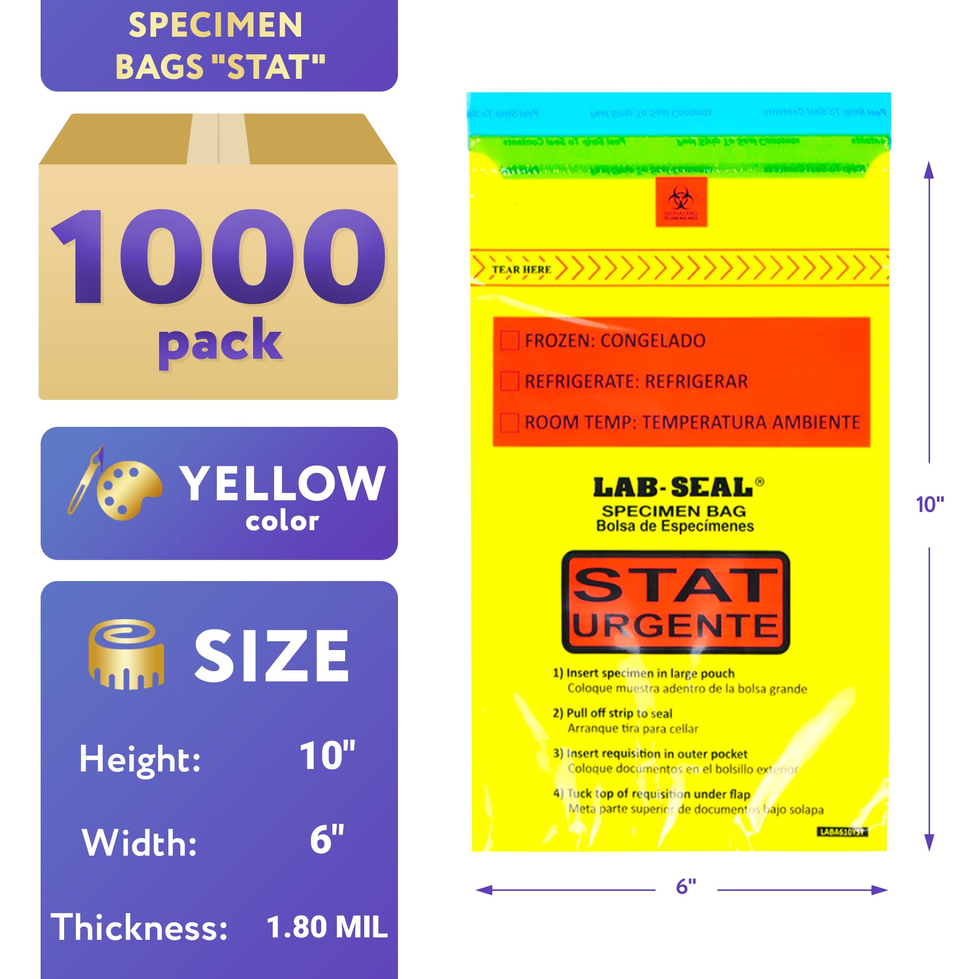 1000 Pack Tamper-Evident Specimen Bags 6