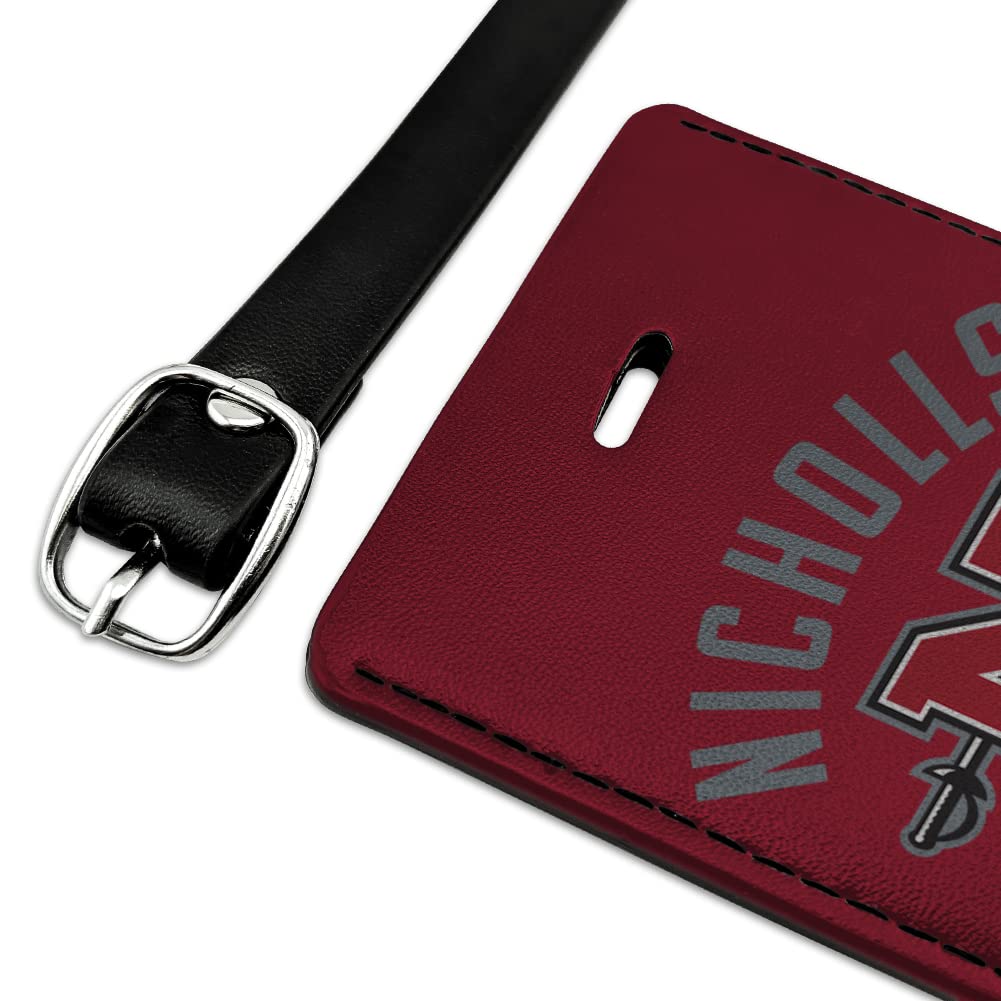 Nicholls State University Colonels Logo Leather Luggage Tag - Personalized Rectangle ID Card Holder for Travel, Business & Campus Life