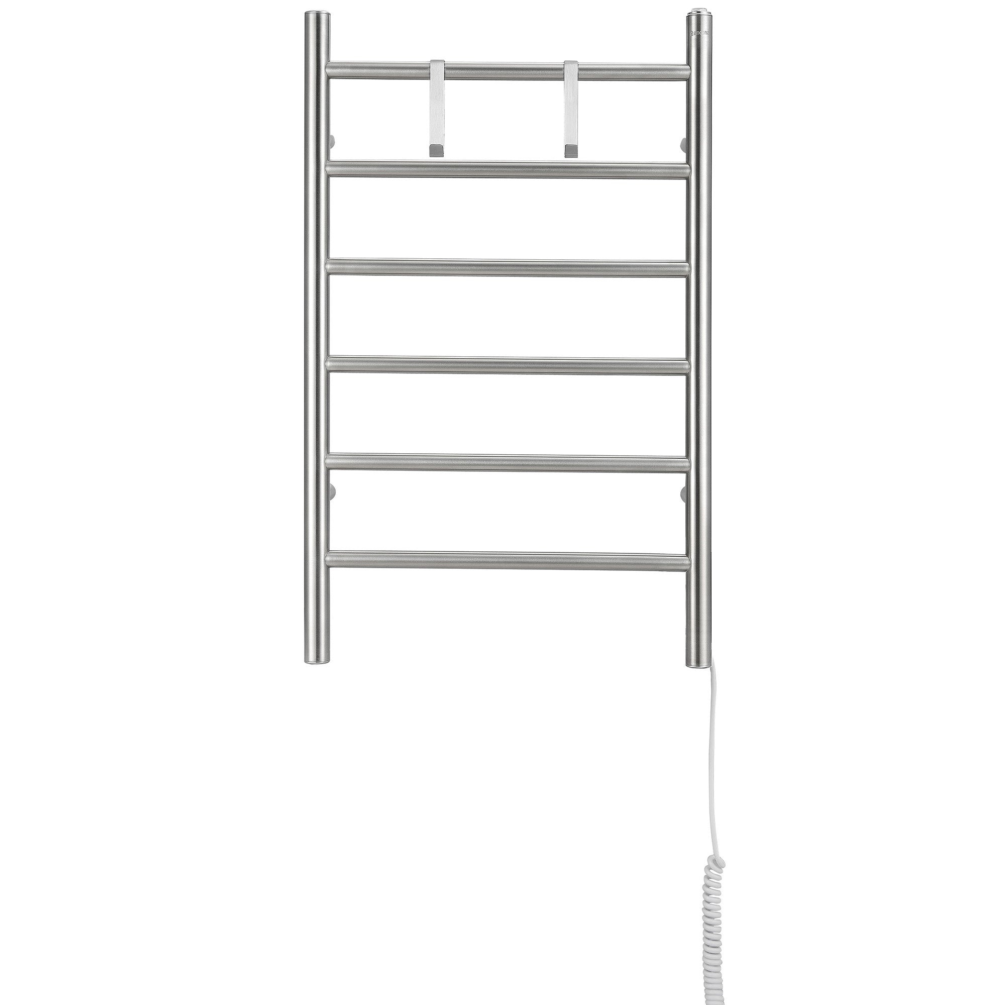 Ancona Comfort Dual 6 Bar Hardwired & Plug-in Electric Towel Warmer - Brushed Stainless Steel with 2 Adjustable Hooks - Perfect for Bathroom, Spa & Luxury Home Use