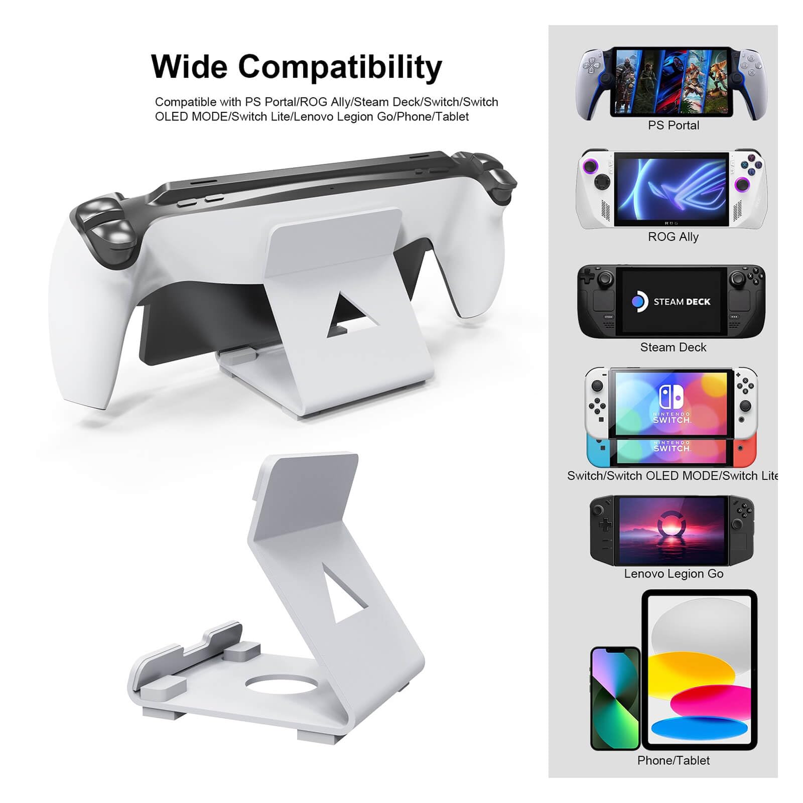 HEATFUN PS5 Portal Remote Player Metal Stand - White | Premium Aluminum Holder for PlayStation 5 Accessories | Perfect for Gaming Setup & Living Room Organization