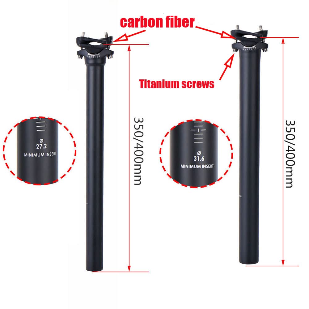 Premium Carbon Fiber Seat Post for Road & MTB Bikes - UD Black, 27.2mm/31.6mm, 0° Offset, Lightweight 145g - Perfect for Racing, Commuting & Trail Riding